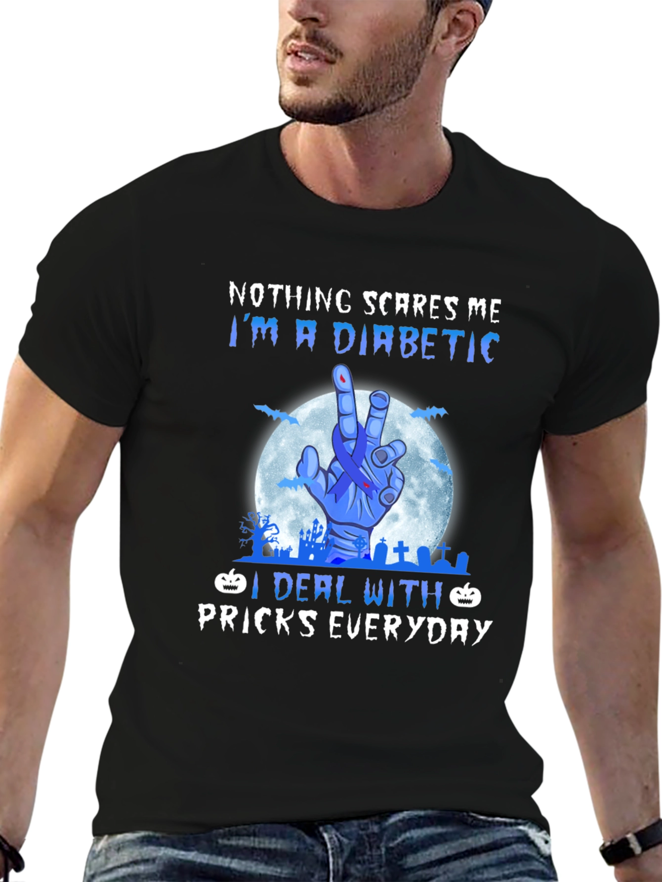 Diabetic Halloween T-Shirt - Nothing Scares Me Design