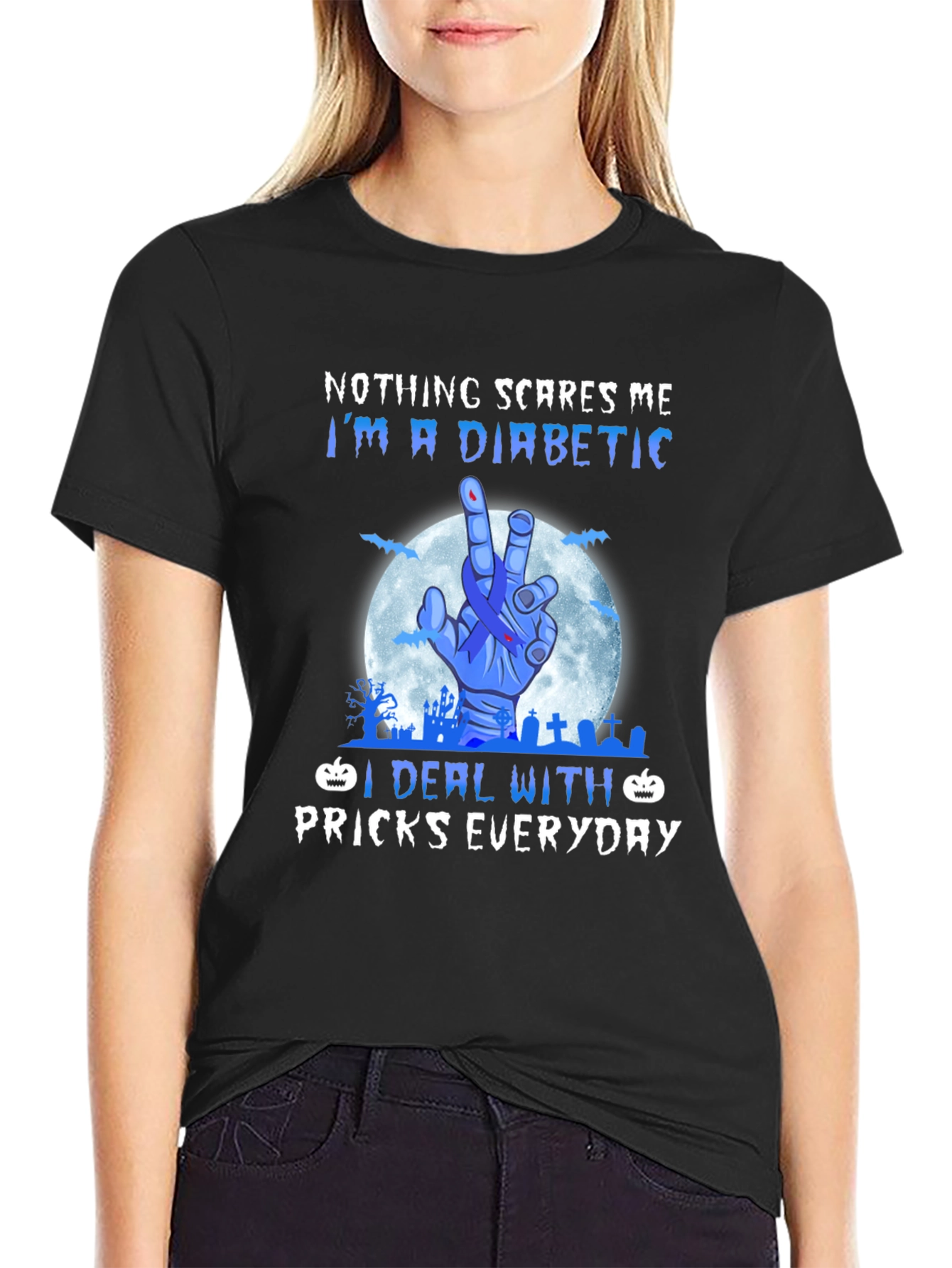 Diabetic Halloween T-Shirt - Nothing Scares Me Design