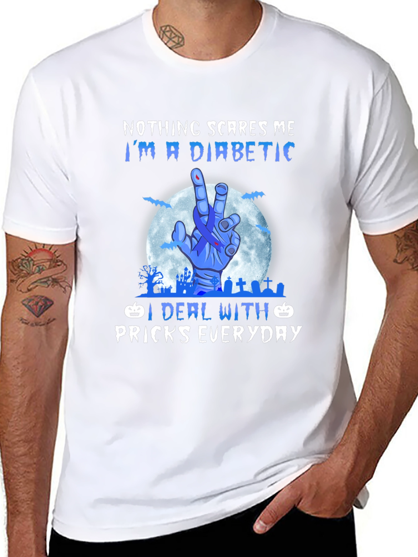 Diabetic Halloween T-Shirt - Nothing Scares Me Design