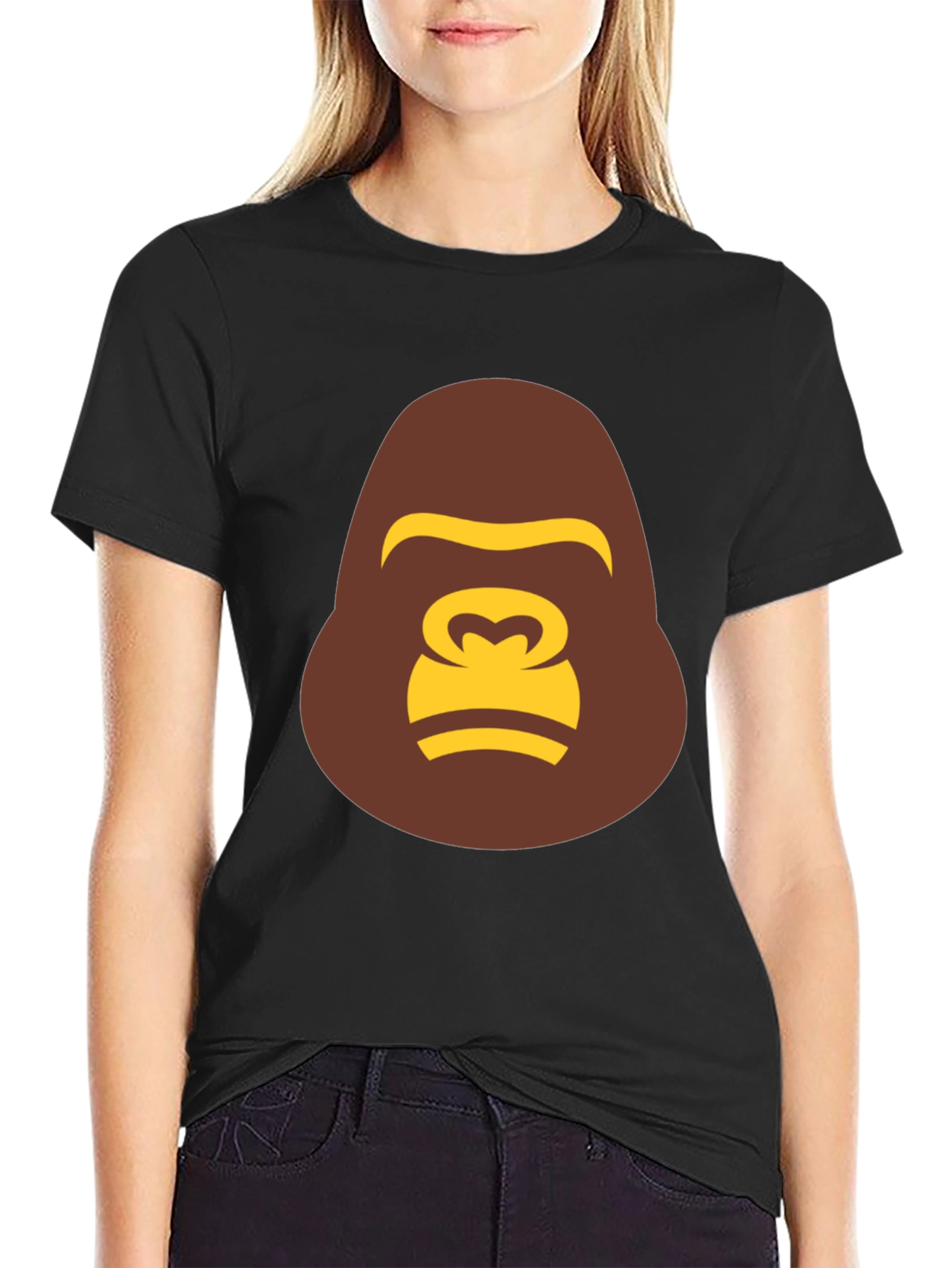 Gorilla Face Graphic Print Mens Black T-Shirt