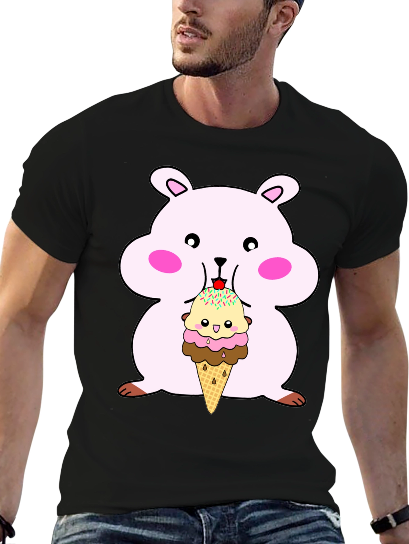 Hamster Eating Ice Cream Graphic Tee