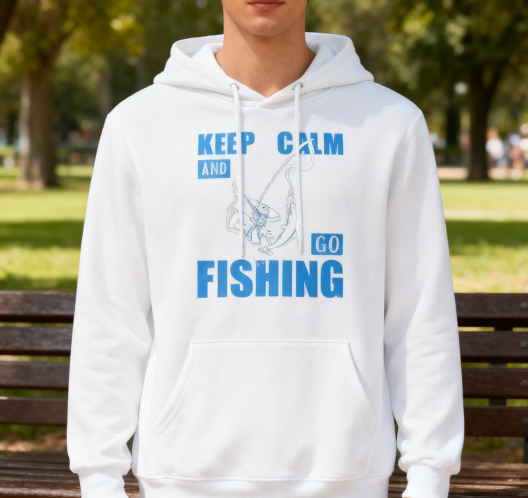 Minimalist 'GO FISHING' Print Hoodie