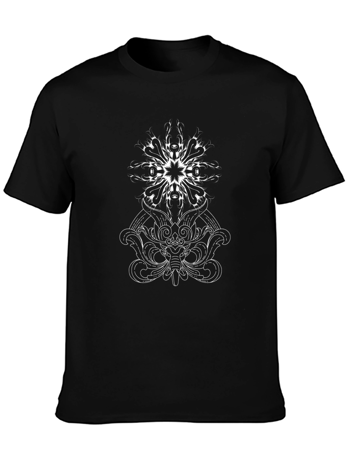 Abstract Graphic Print Mens Black T-Shirt