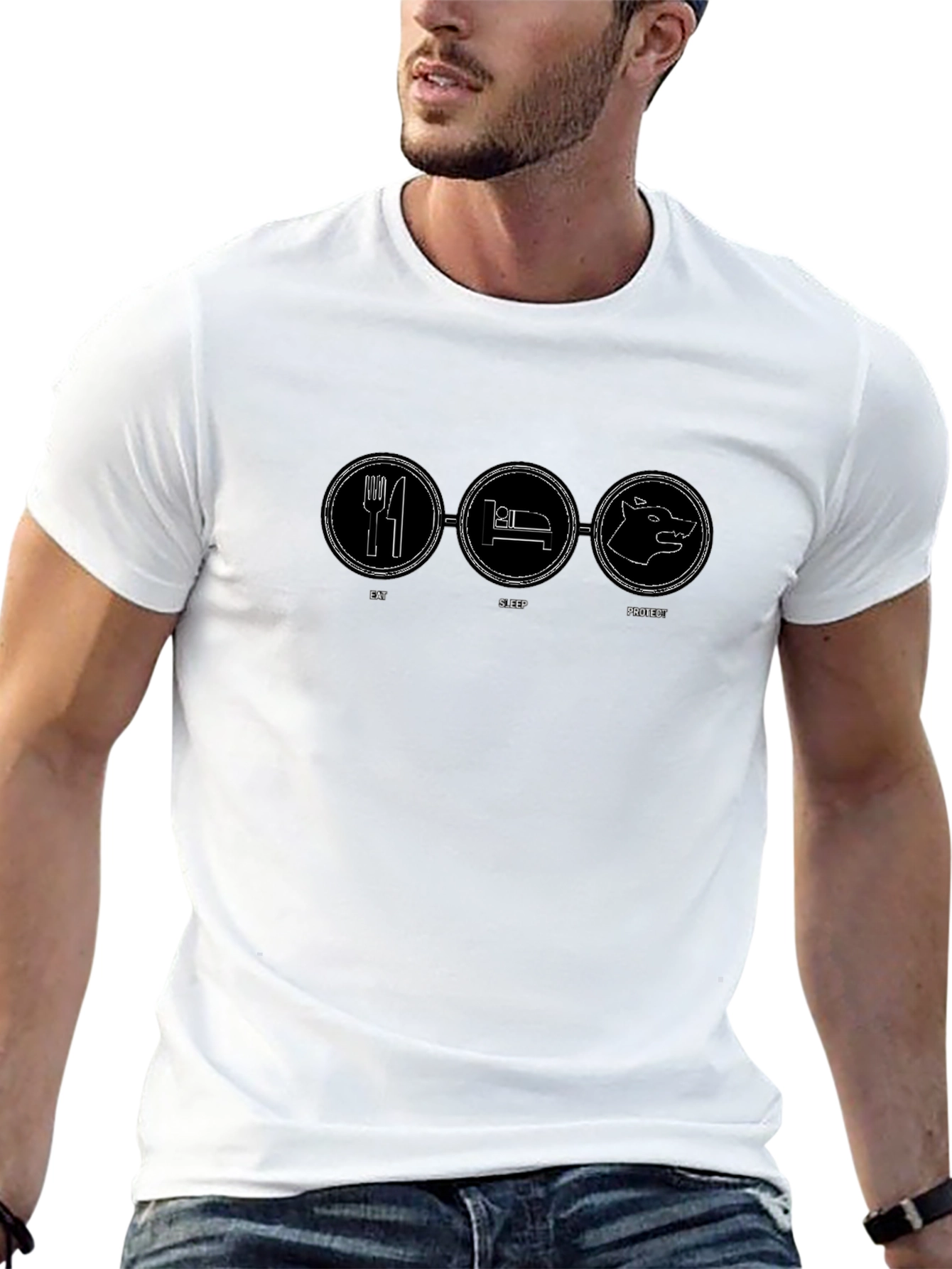 Eat Sleep Protect Graphic Tee - Black
