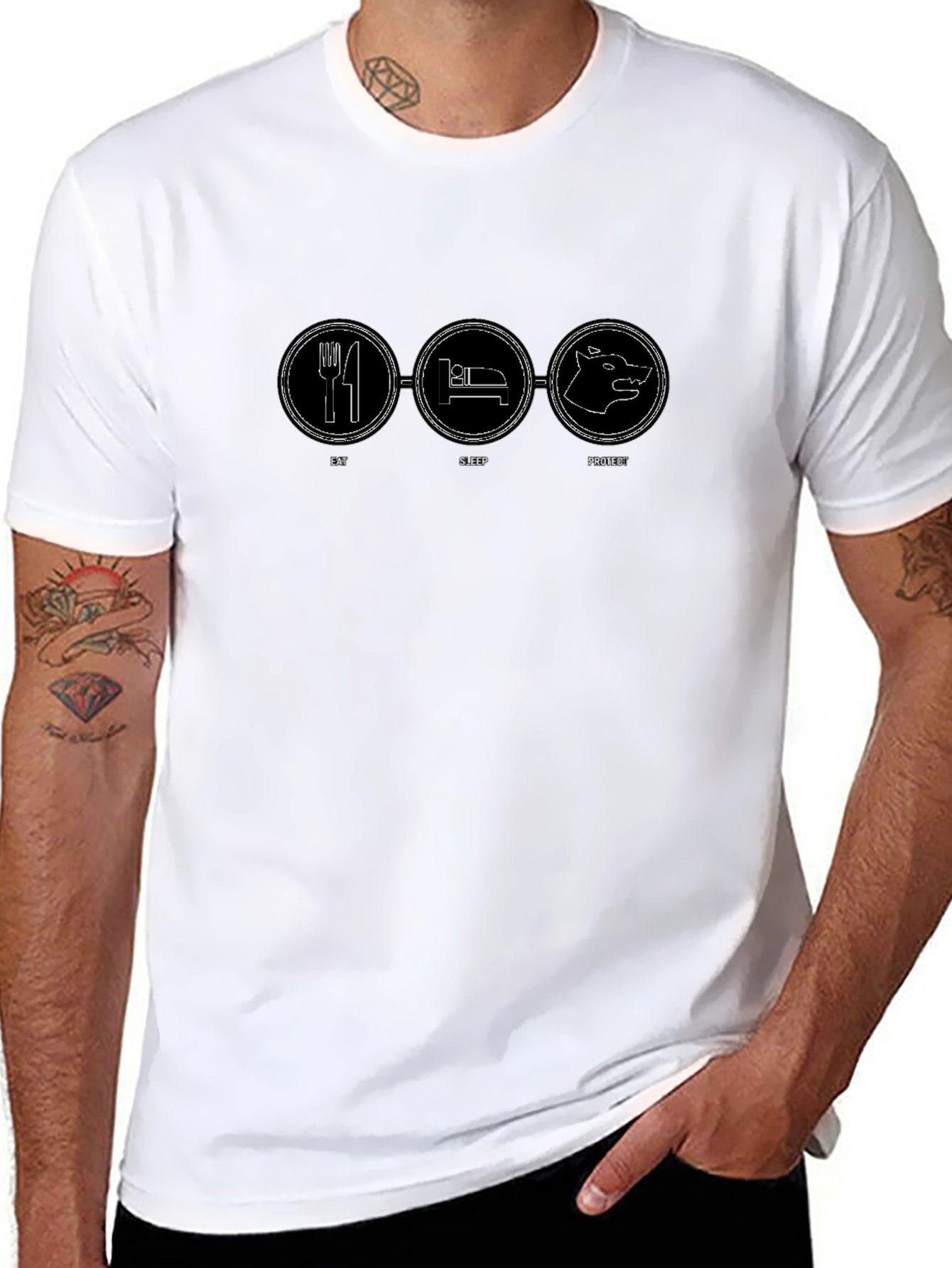 Eat Sleep Protect Graphic Tee - Black
