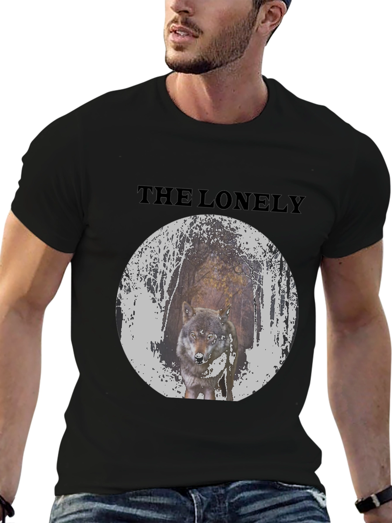 The Lonely Wolf Graphic T-Shirt - Black
