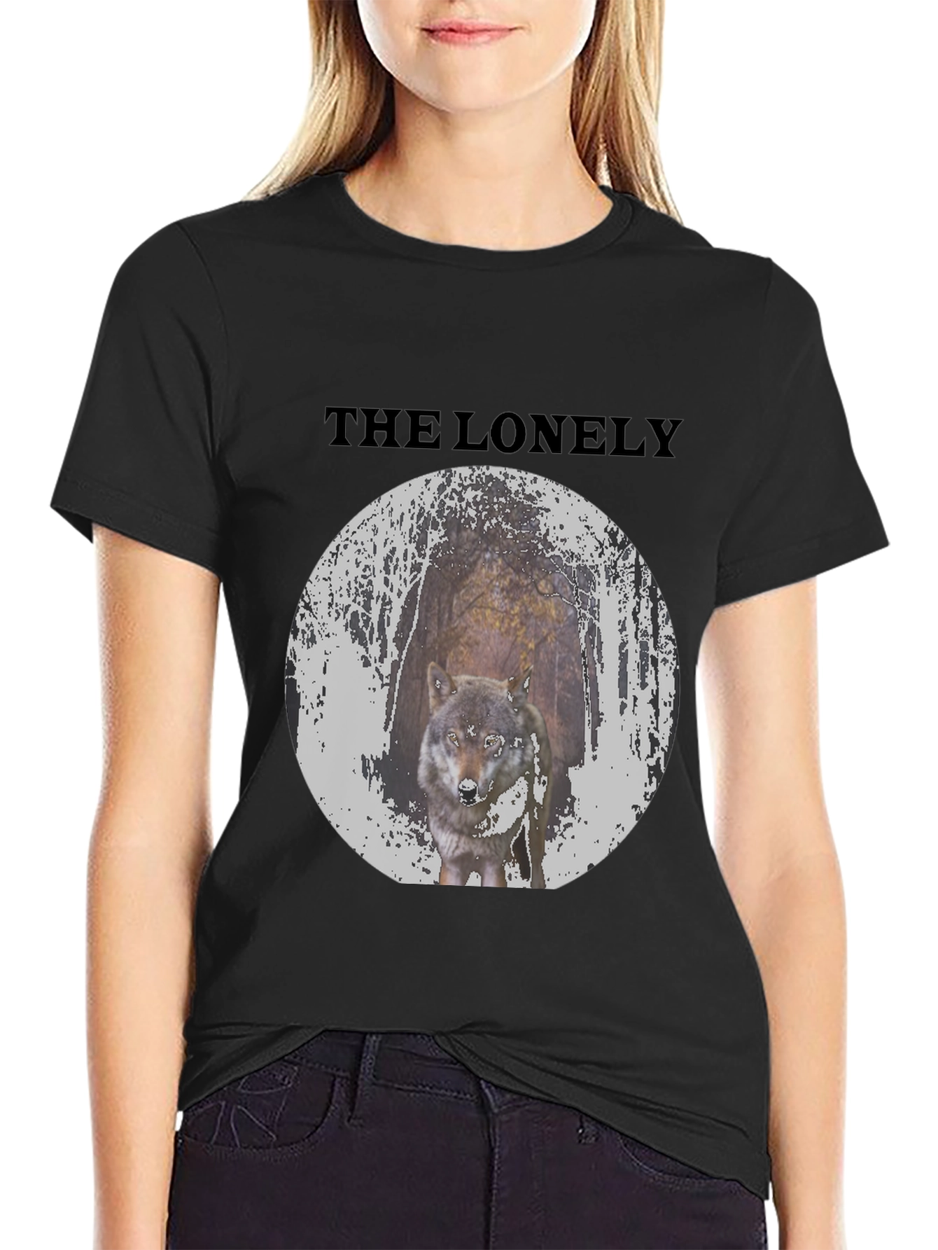 The Lonely Wolf Graphic T-Shirt - Black