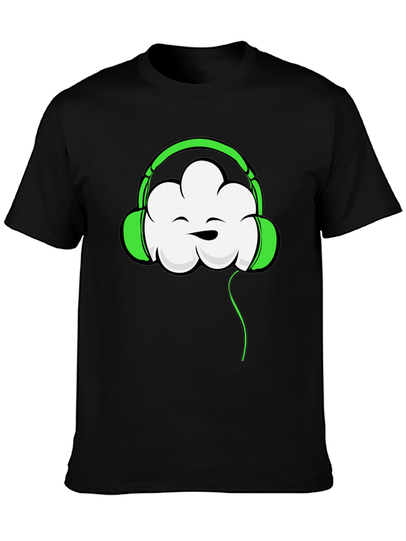Cool Cloud Headphones Graphic T-Shirt - Black