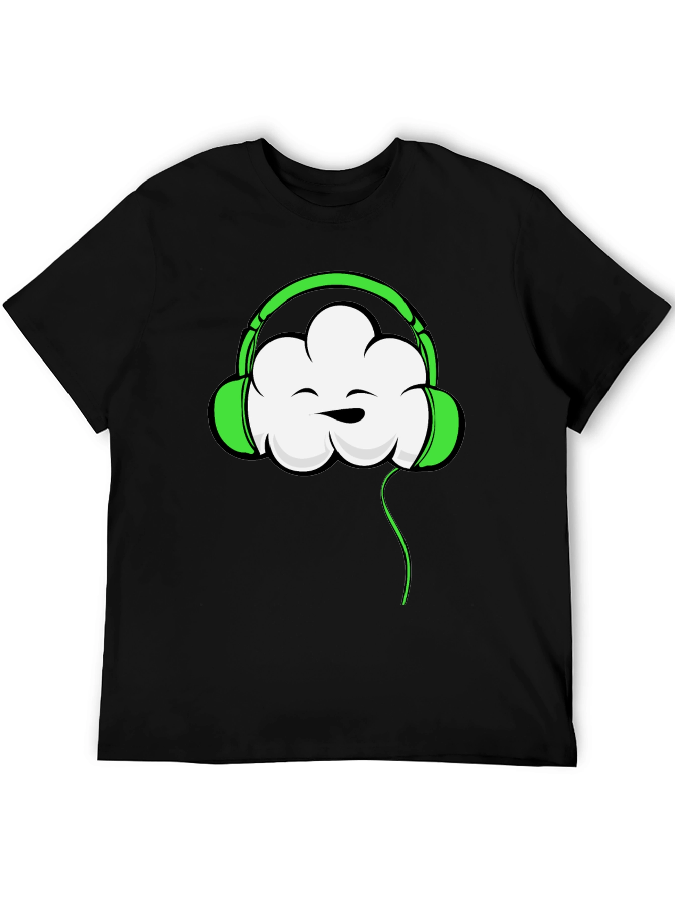 Cool Cloud Headphones Graphic T-Shirt - Black