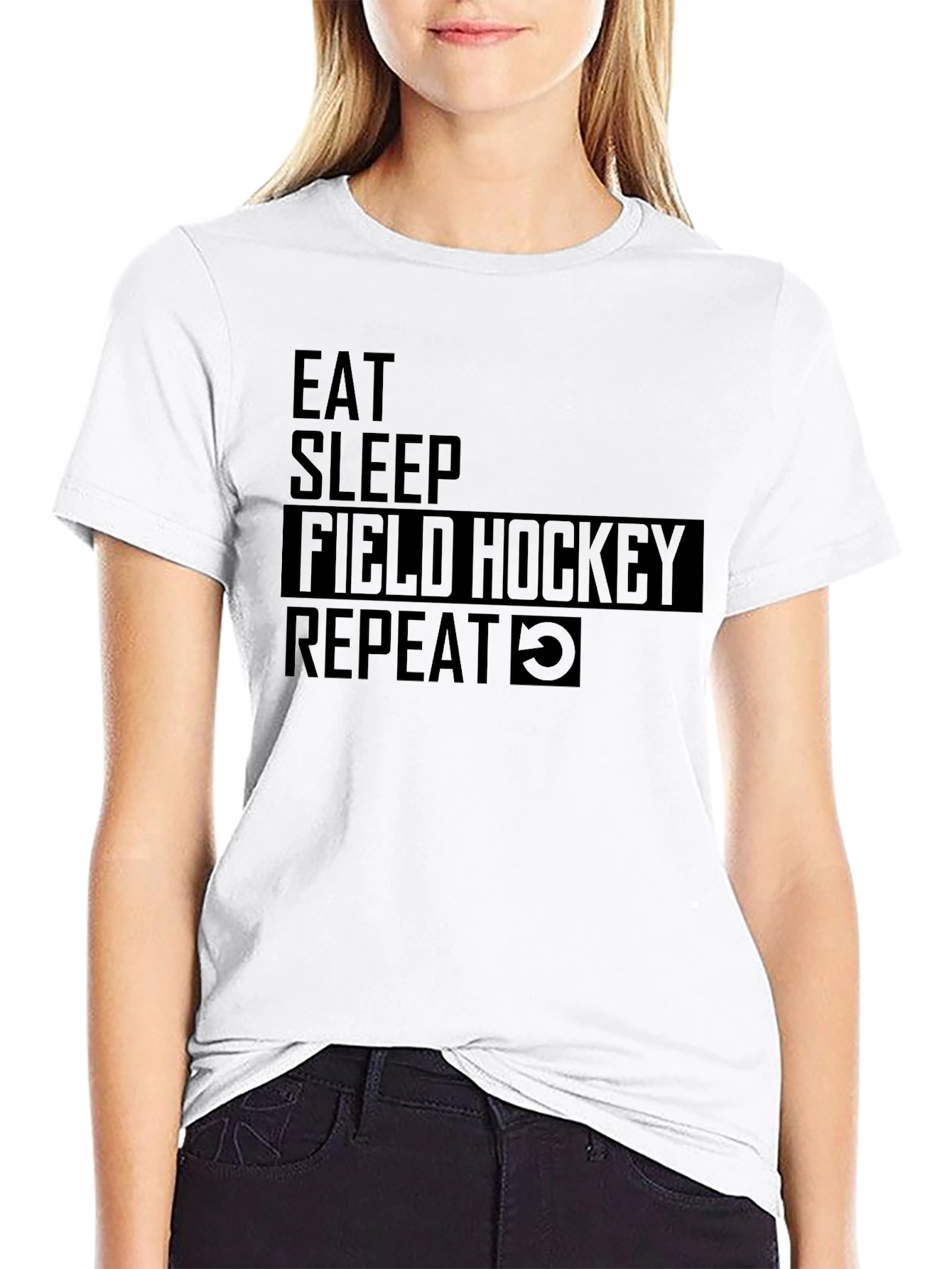 Eat Sleep Field Hockey Repeat Black T-Shirt
