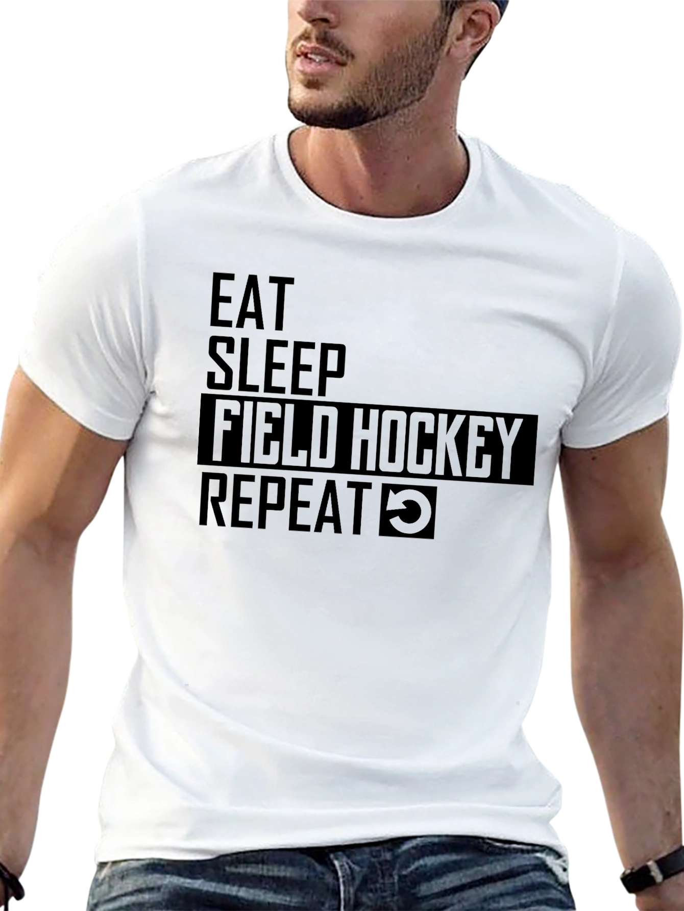 Eat Sleep Field Hockey Repeat Black T-Shirt
