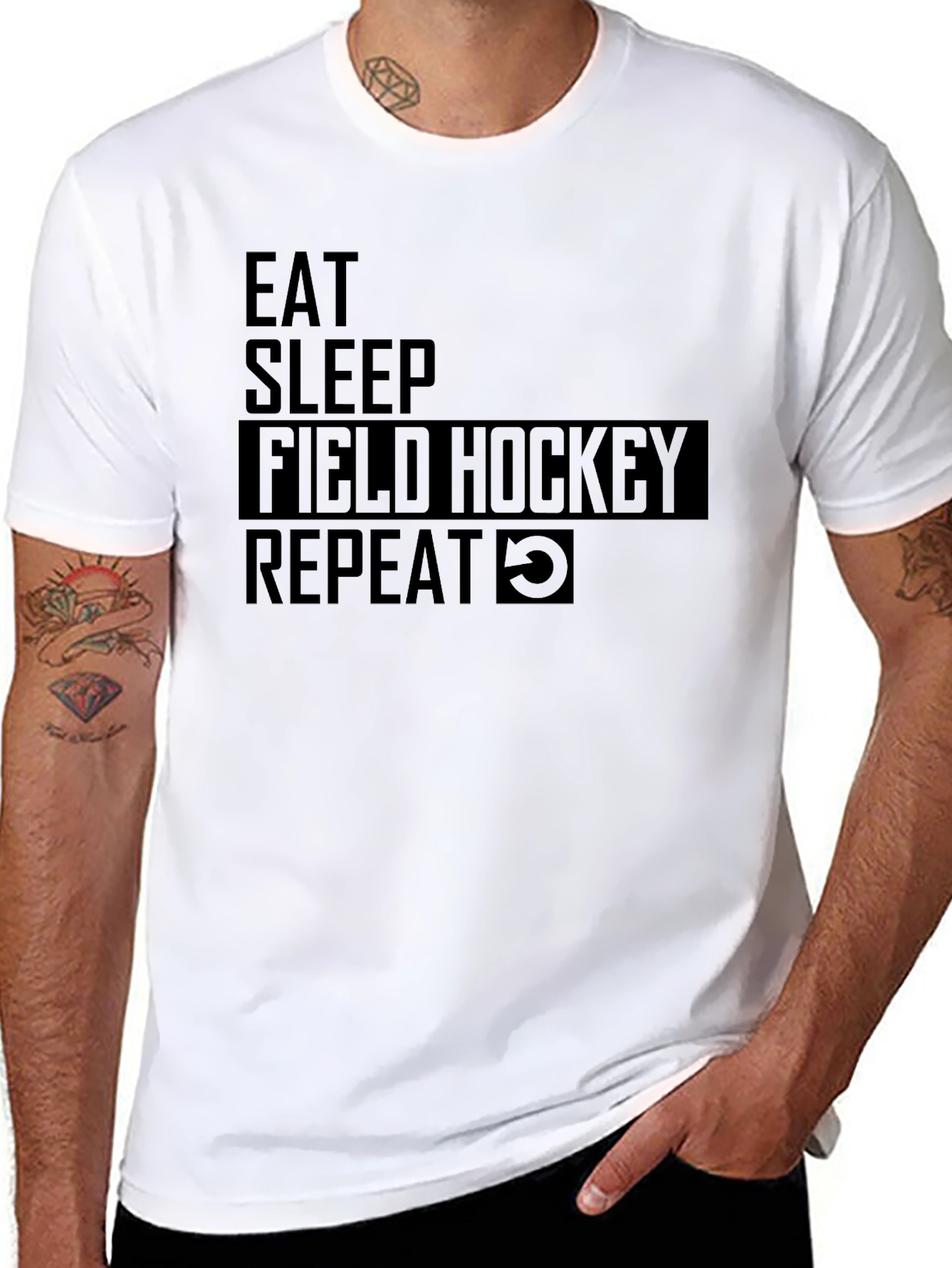 Eat Sleep Field Hockey Repeat Black T-Shirt