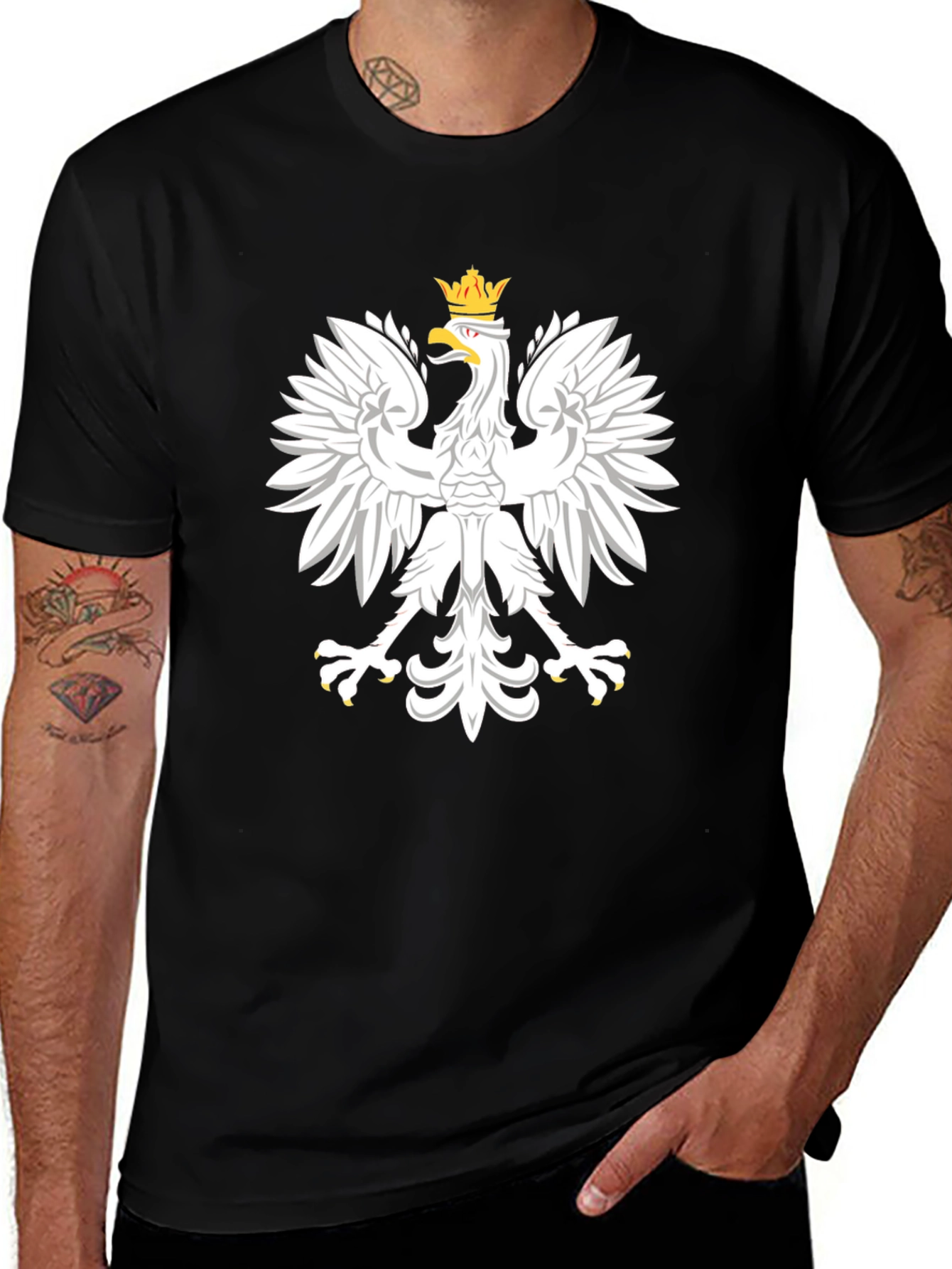 Polish Eagle T-Shirt - White Eagle on Black Tee
