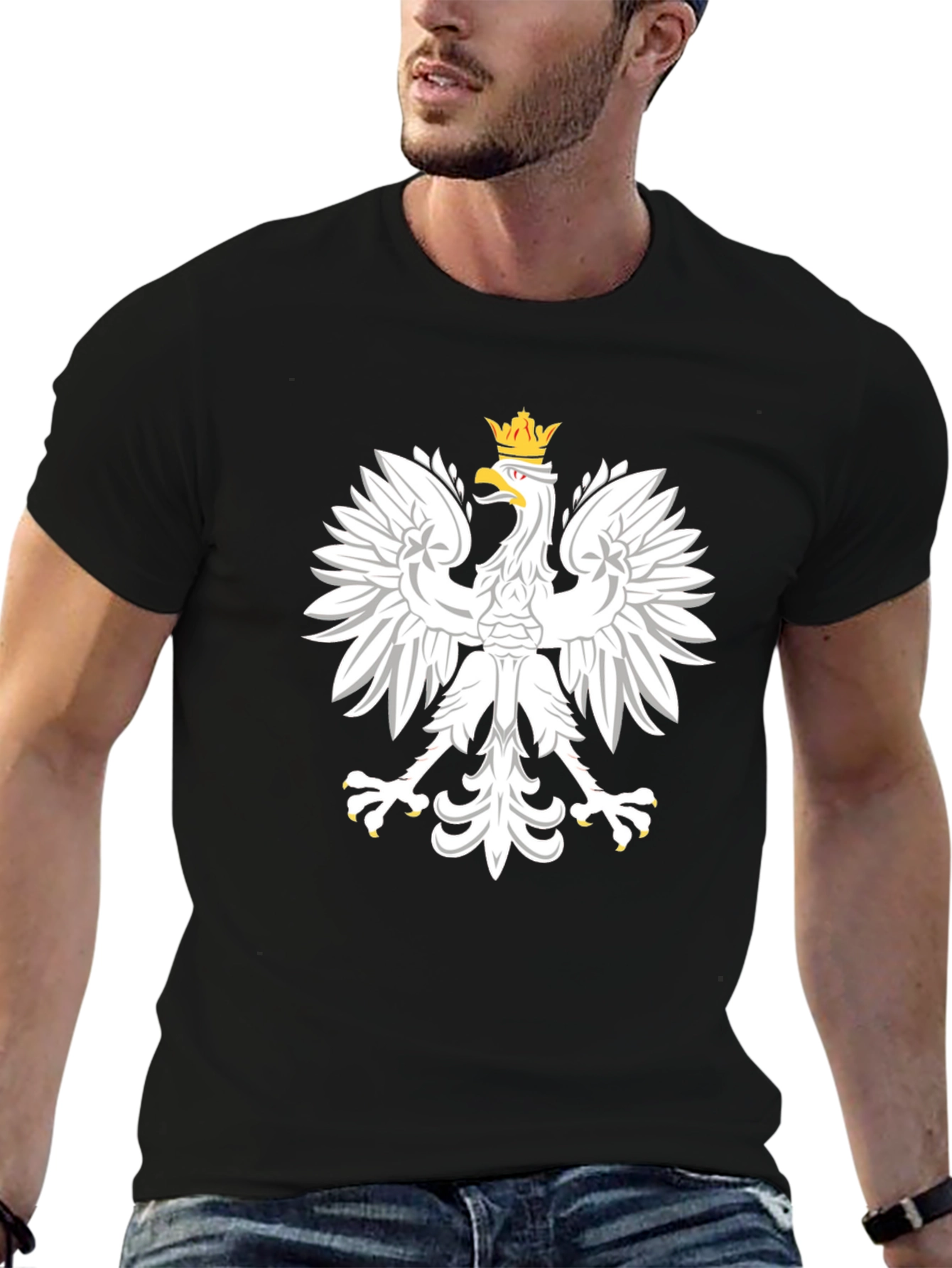 Polish Eagle T-Shirt - White Eagle on Black Tee