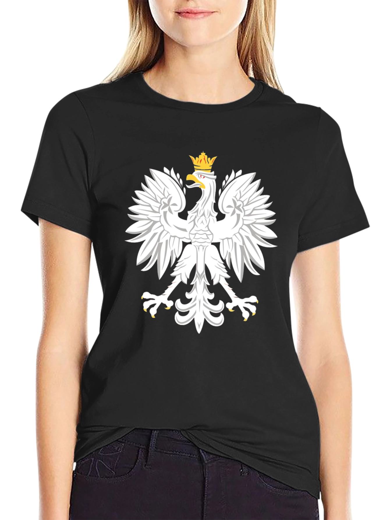 Polish Eagle T-Shirt - White Eagle on Black Tee