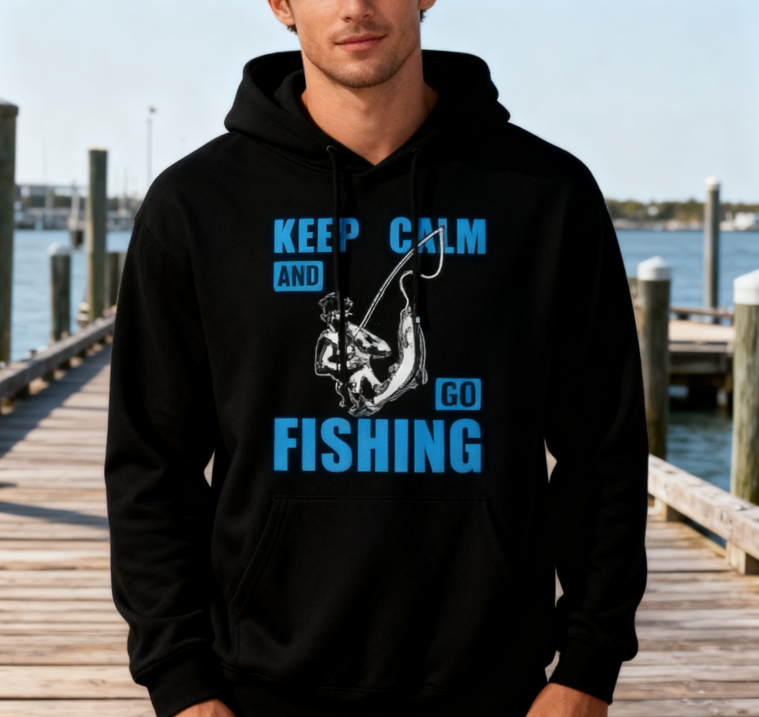 Minimalist 'GO FISHING' Print Hoodie