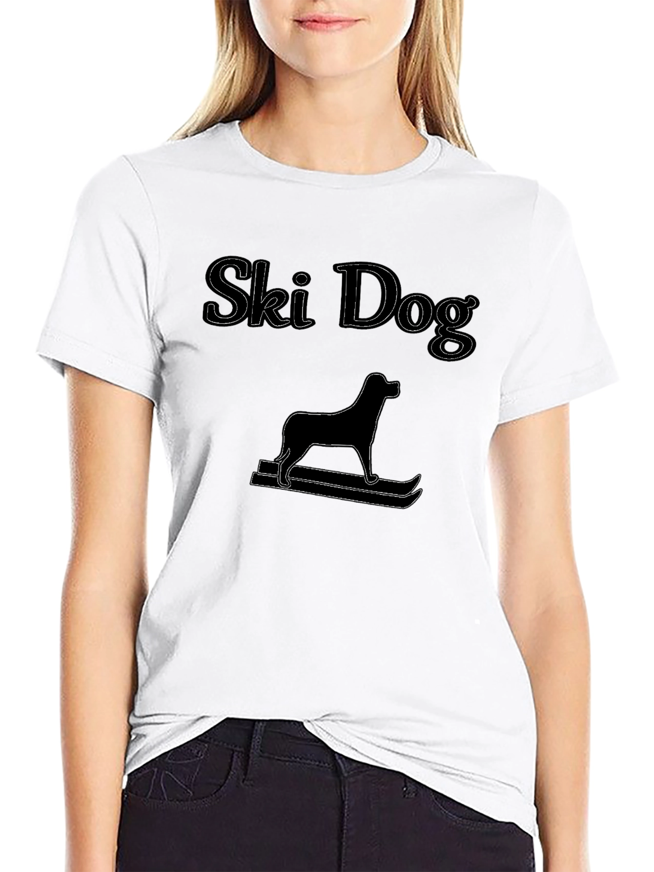 Ski Dog Graphic Tee - Black Cotton T-Shirt