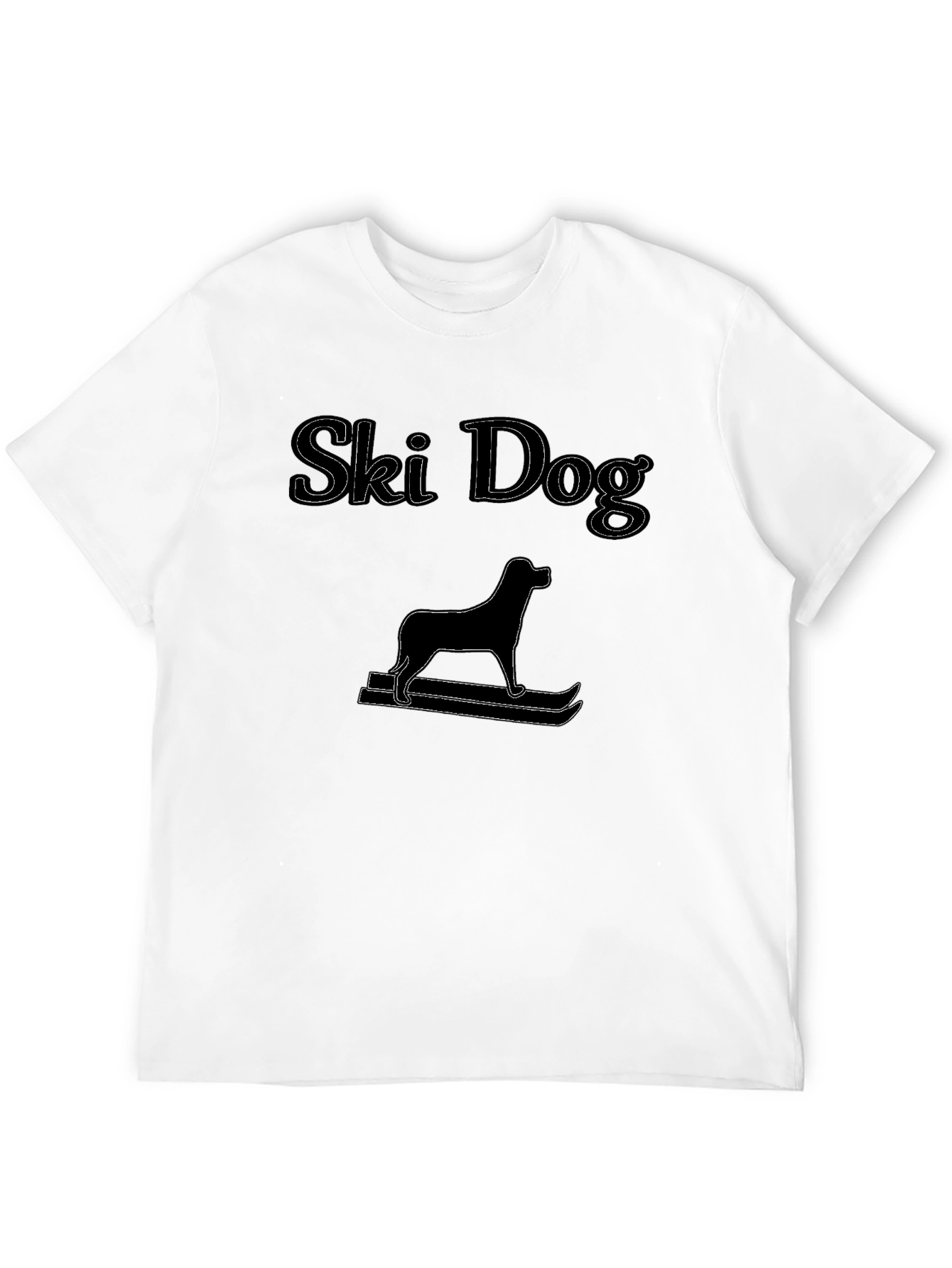 Ski Dog Graphic Tee - Black Cotton T-Shirt