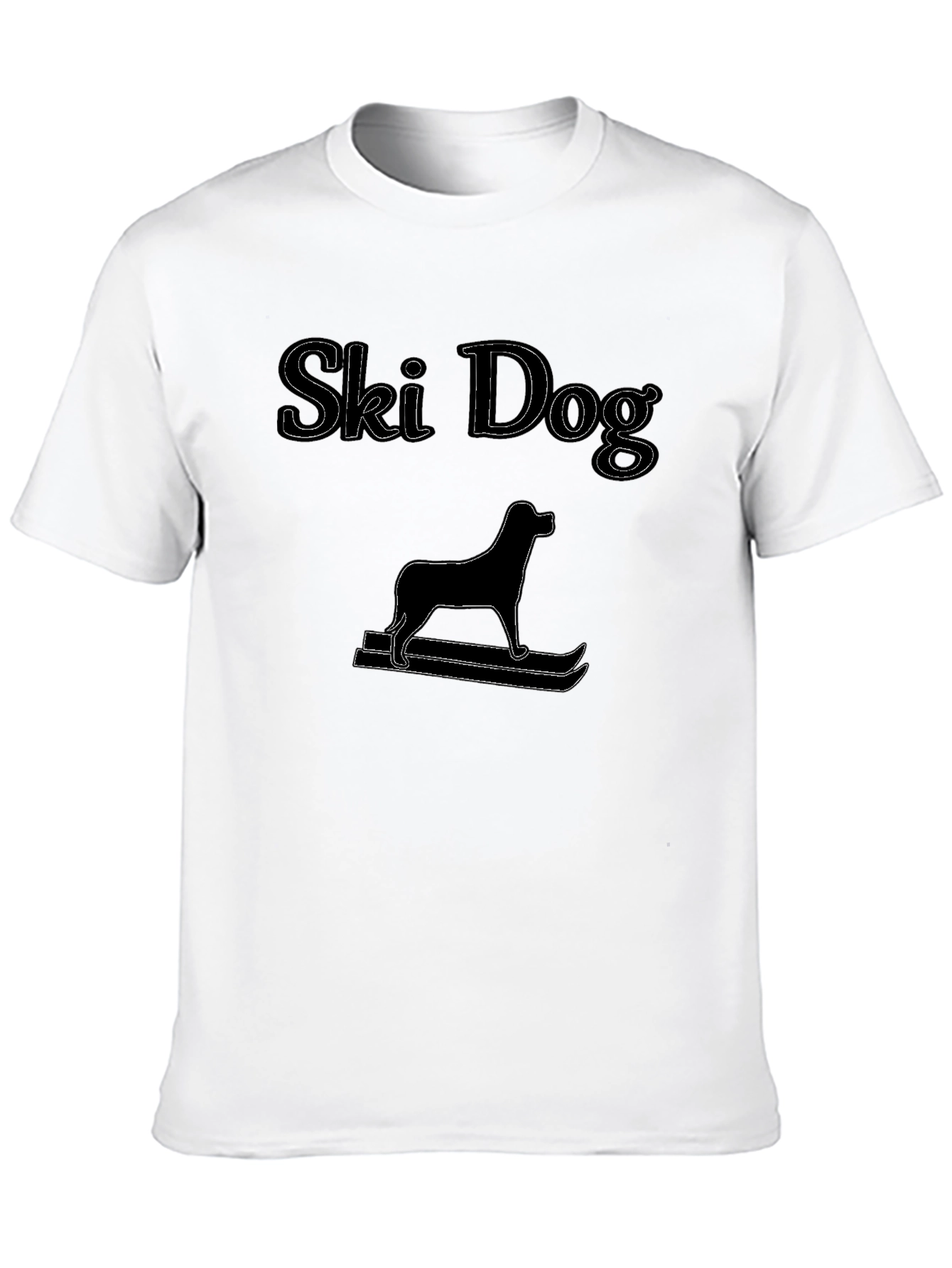 Ski Dog Graphic Tee - Black Cotton T-Shirt