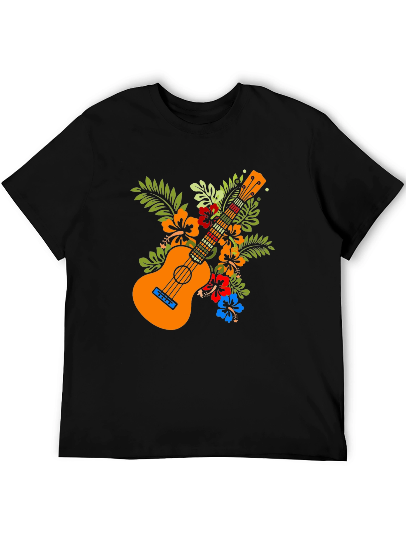 Ukulele Floral Graphic Tee - Hawaiian Style