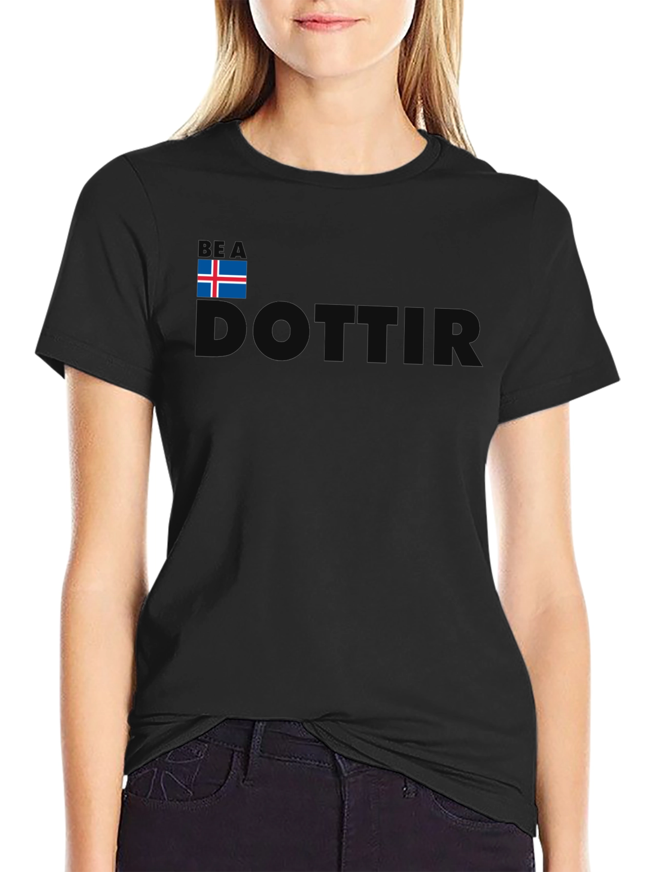 Iceland Flag Dottir Black T-Shirt