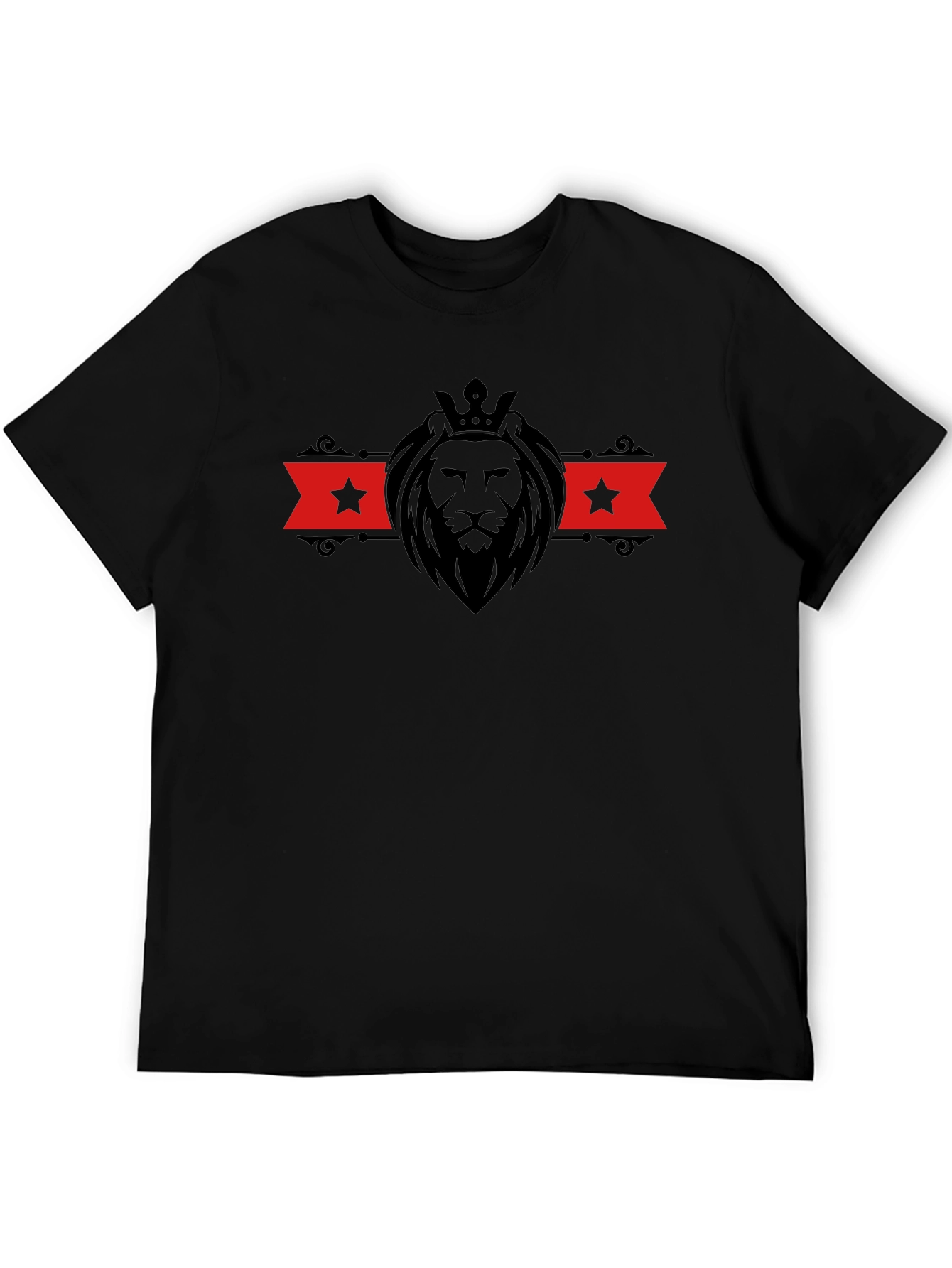 Lion Crown Graphic Tee - Stylish Mens Black T-Shirt
