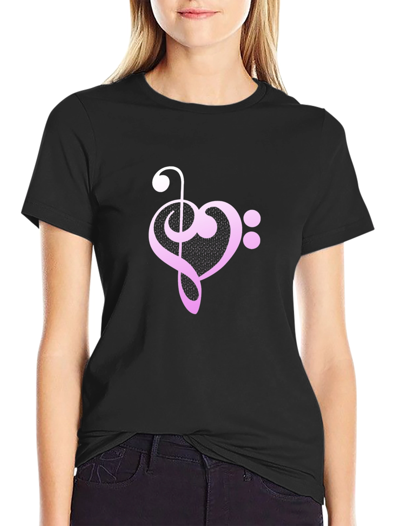 Musical Heart Graphic Tee - Black