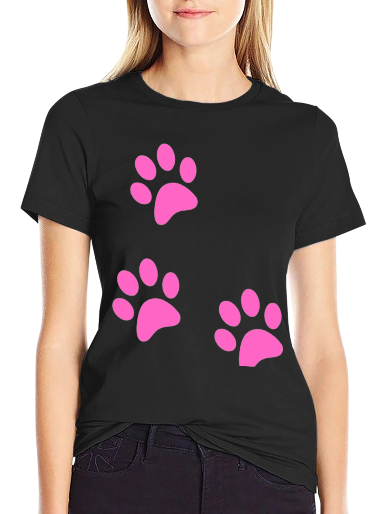 Pink Paw Print T-Shirt - Casual Comfort