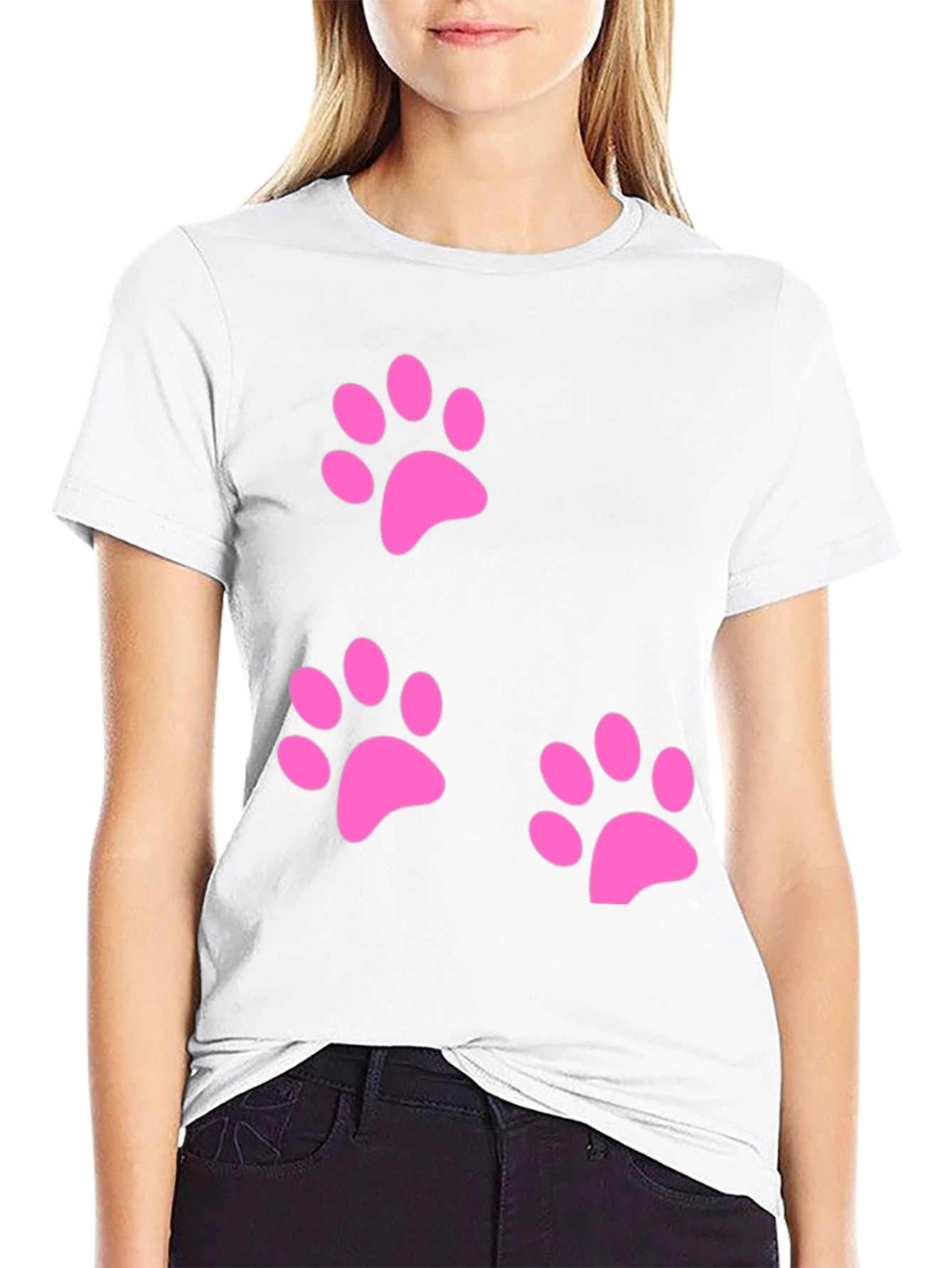 Pink Paw Print T-Shirt - Casual Comfort