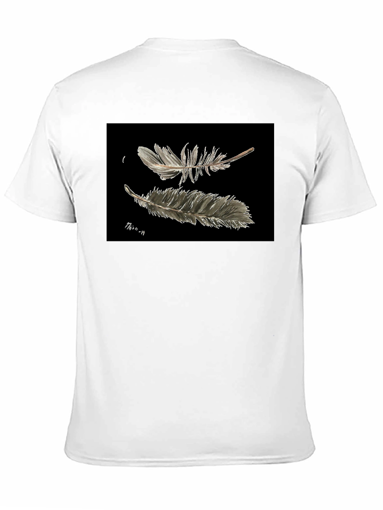 Feather Print Black T-Shirt