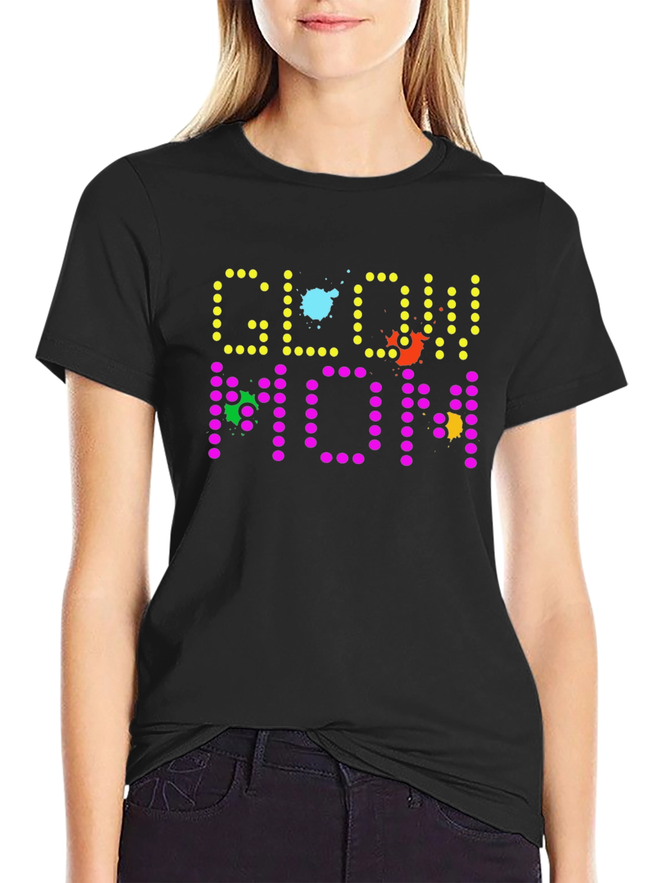 Glow Mom Black T-Shirt - Novelty Graphic Tee