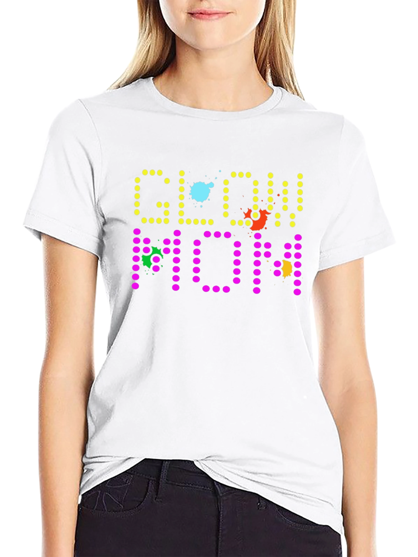 Glow Mom Black T-Shirt - Novelty Graphic Tee
