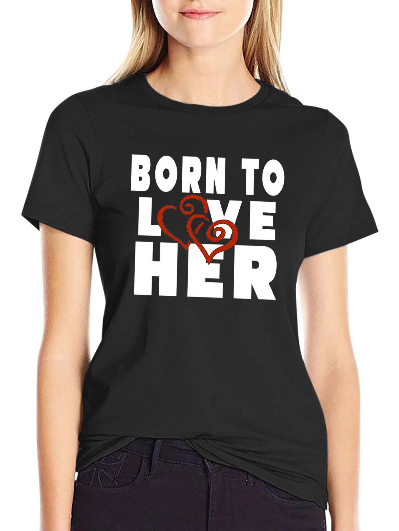 Born to Love Her Black Graphic Tee