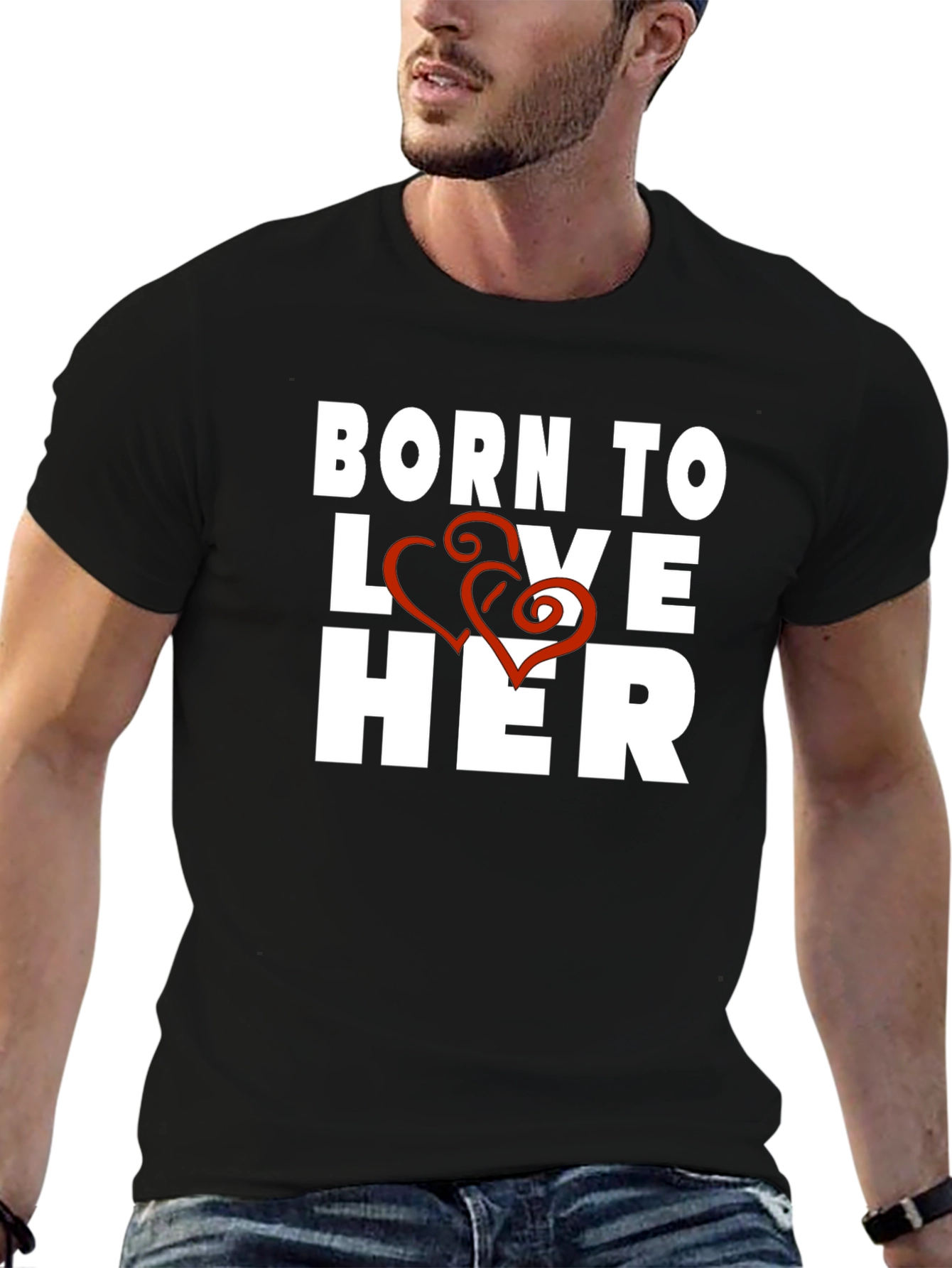 Born to Love Her Black Graphic Tee
