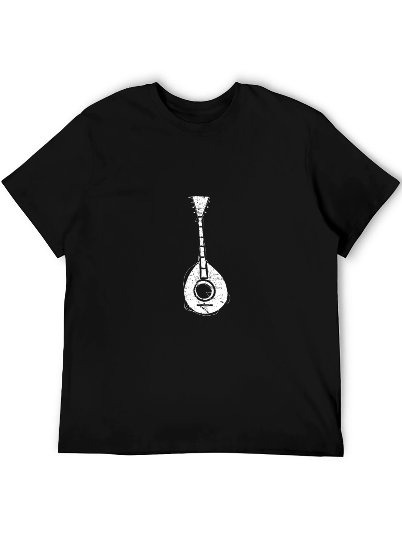 Black T-Shirt with White Mandolin Graphic