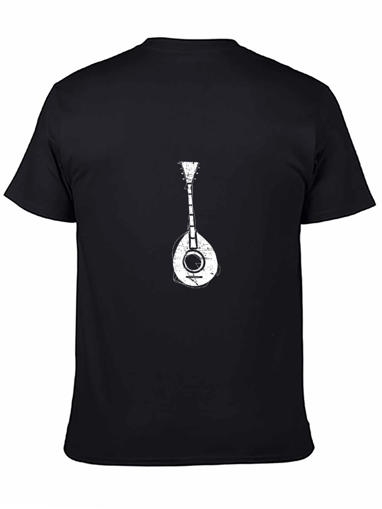 Black T-Shirt with White Mandolin Graphic