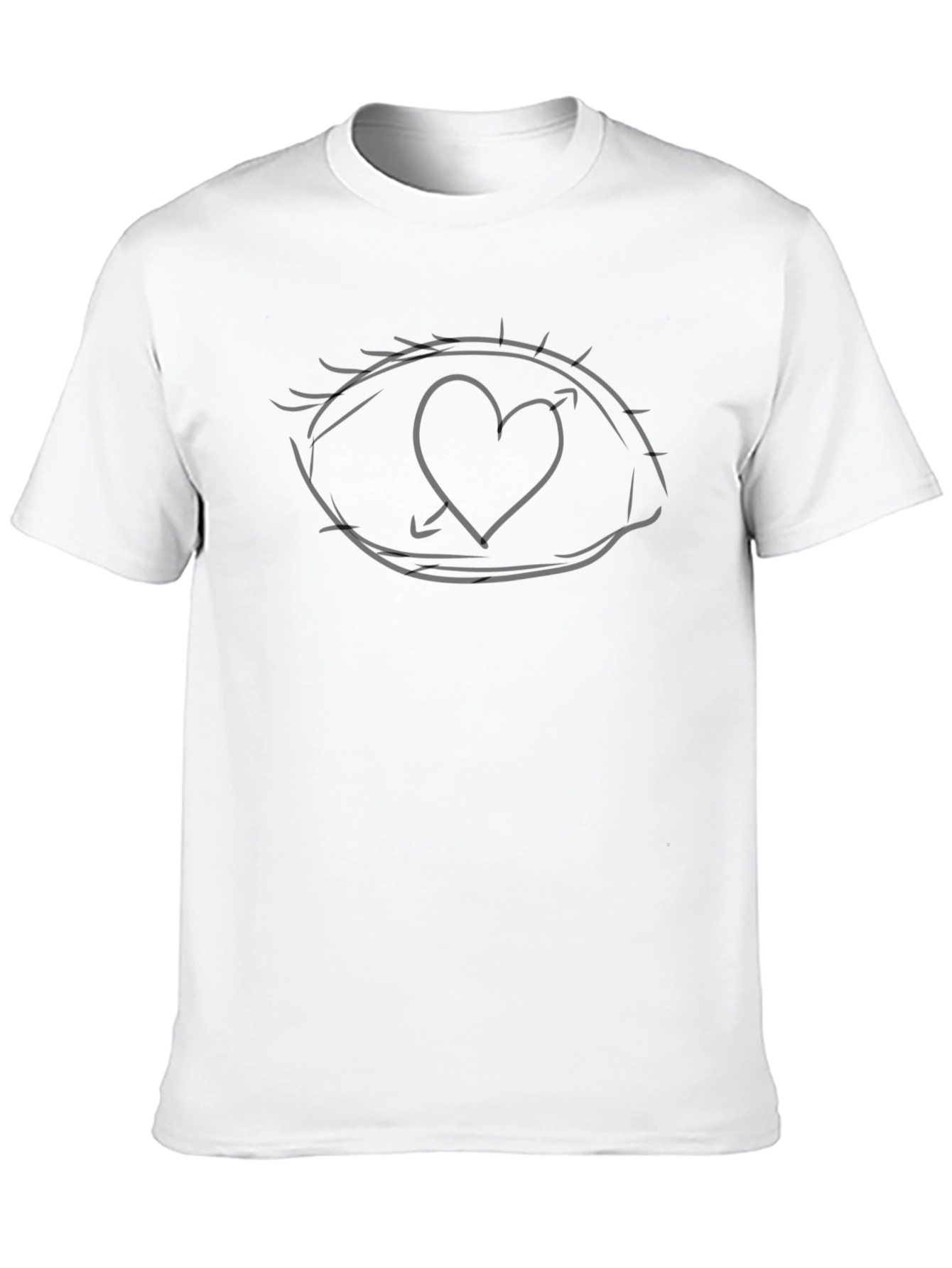 Heart Eye Graphic Tee - Black Cotton Casual Shirt