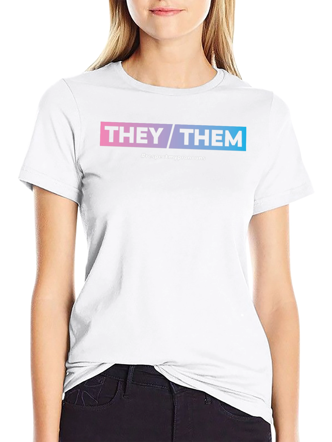 They/Them Respect Pronouns Black T-Shirt