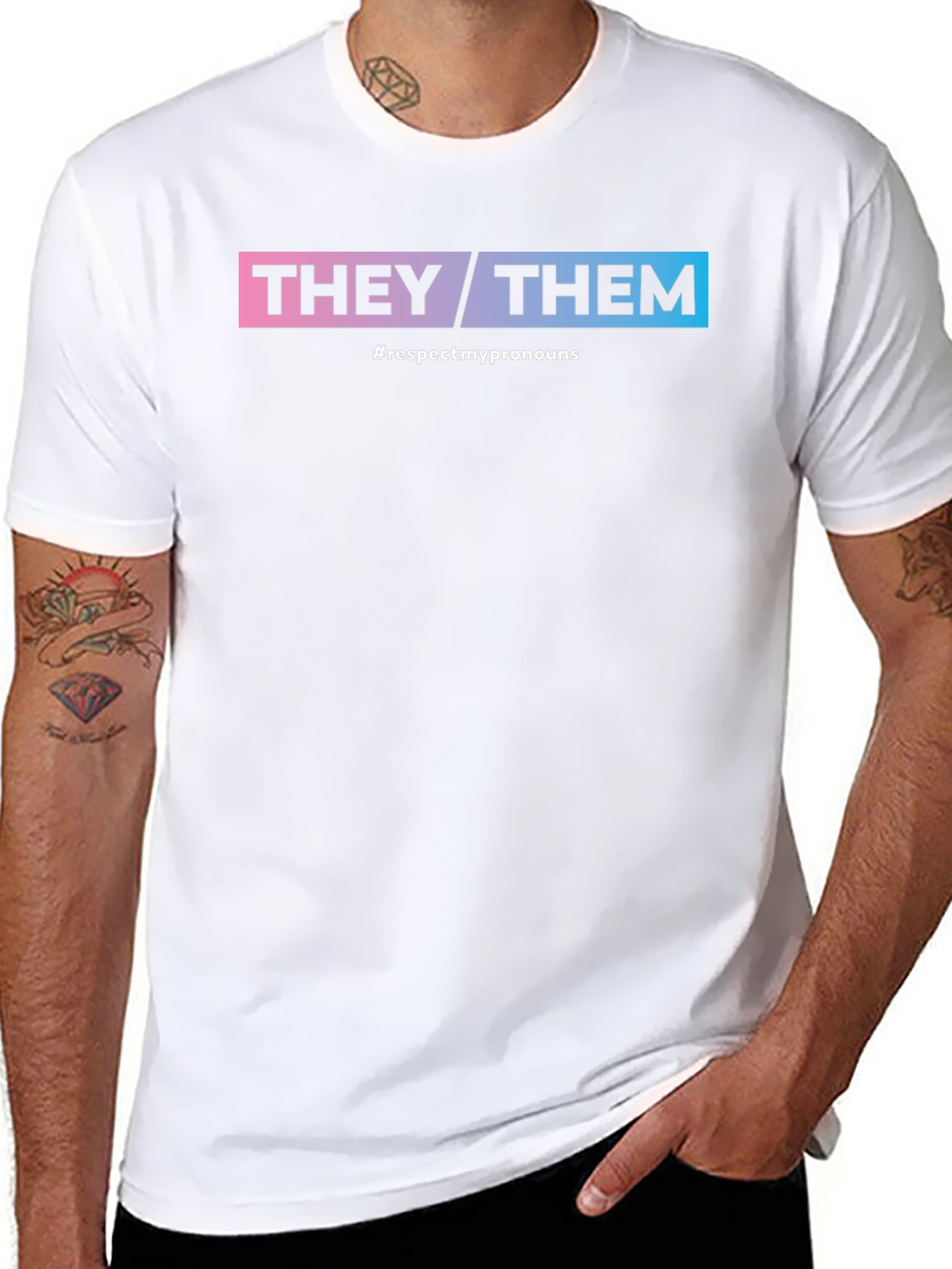 They/Them Respect Pronouns Black T-Shirt