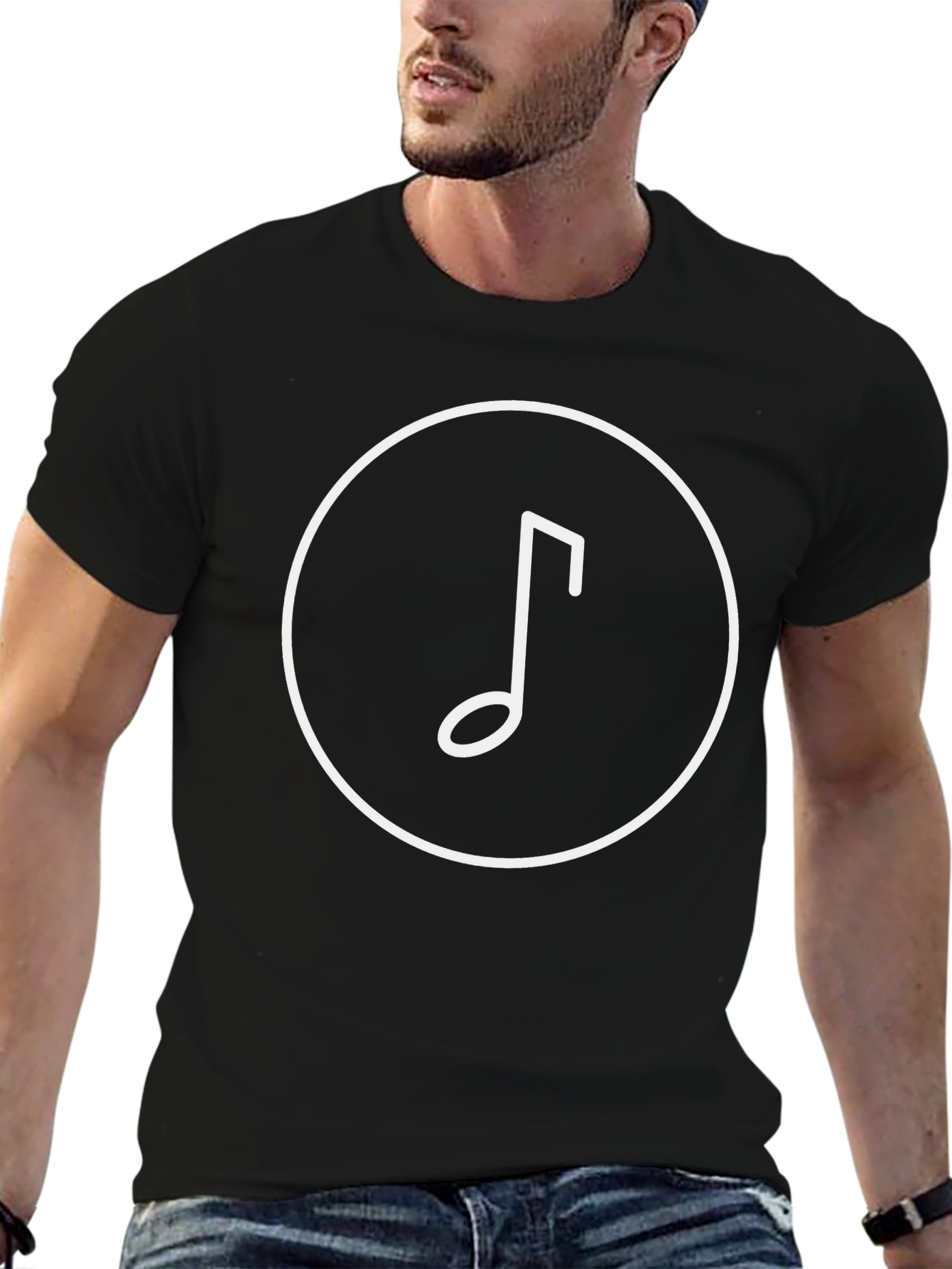 Music Note Graphic T-Shirt - Black