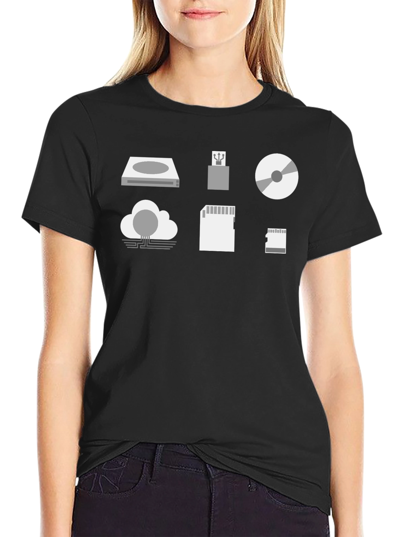Tech Storage T-Shirt - Modern Data Icon Design