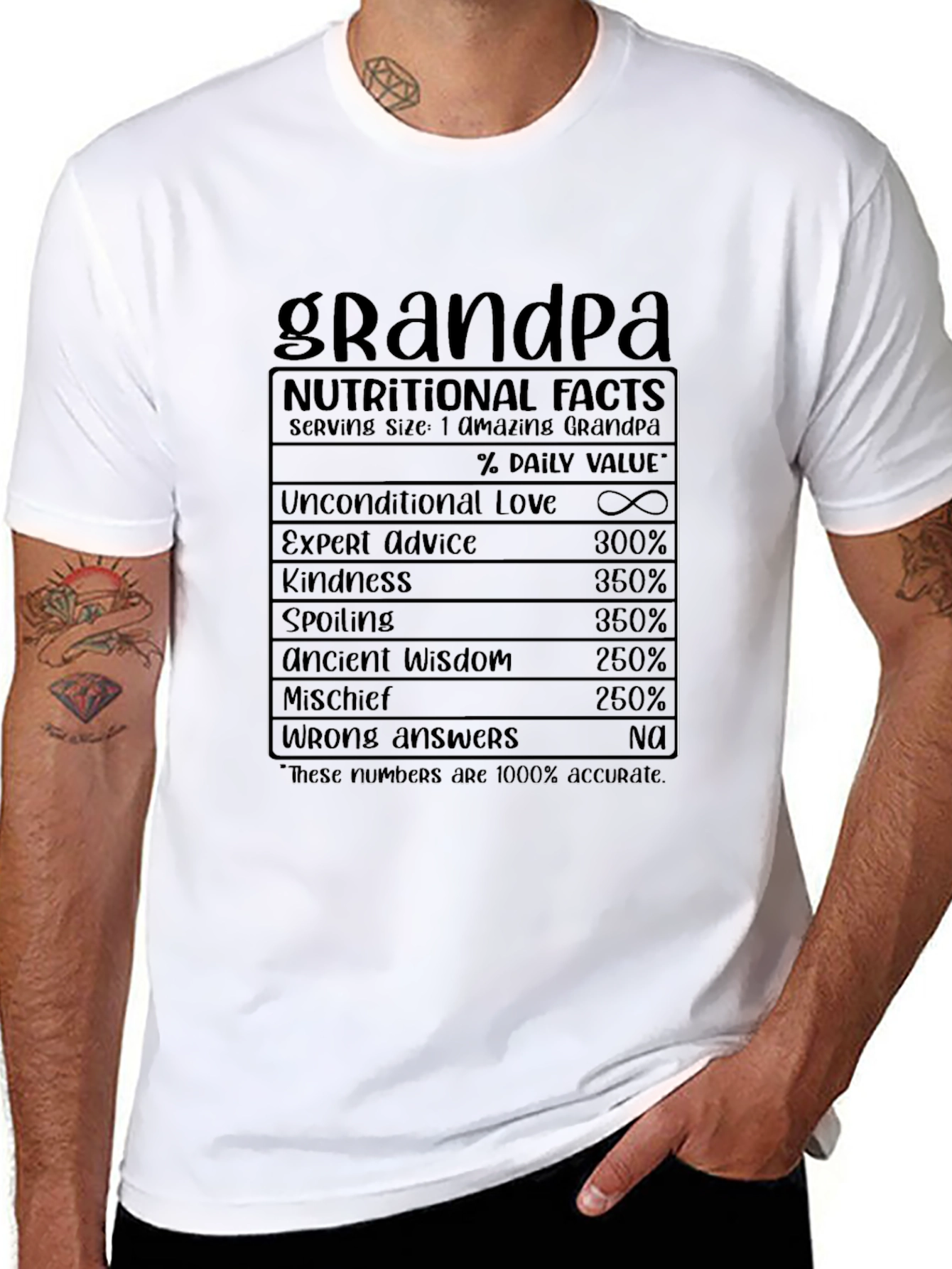 Grandpa Nutritional Facts Black T-Shirt