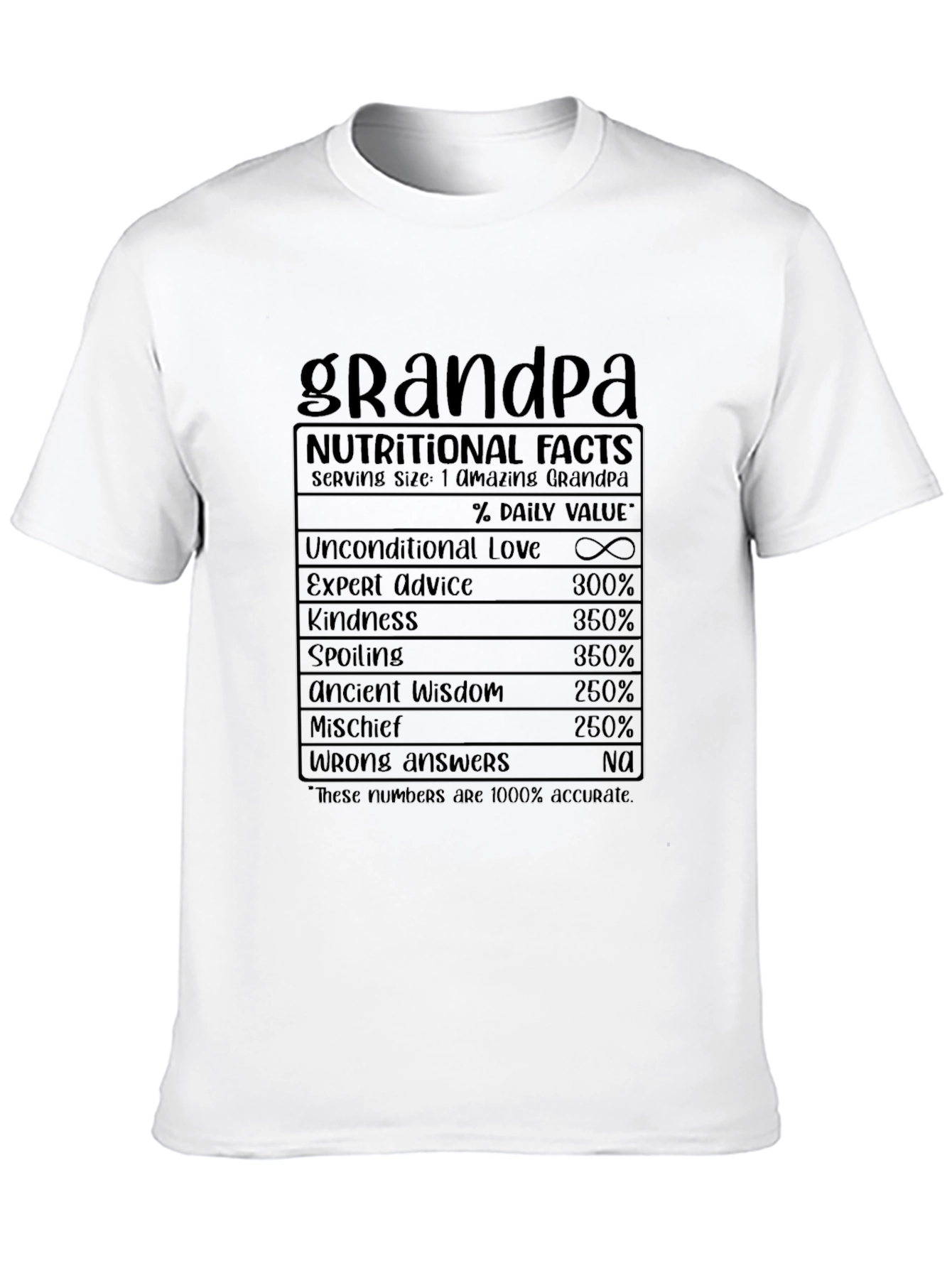 Grandpa Nutritional Facts Black T-Shirt