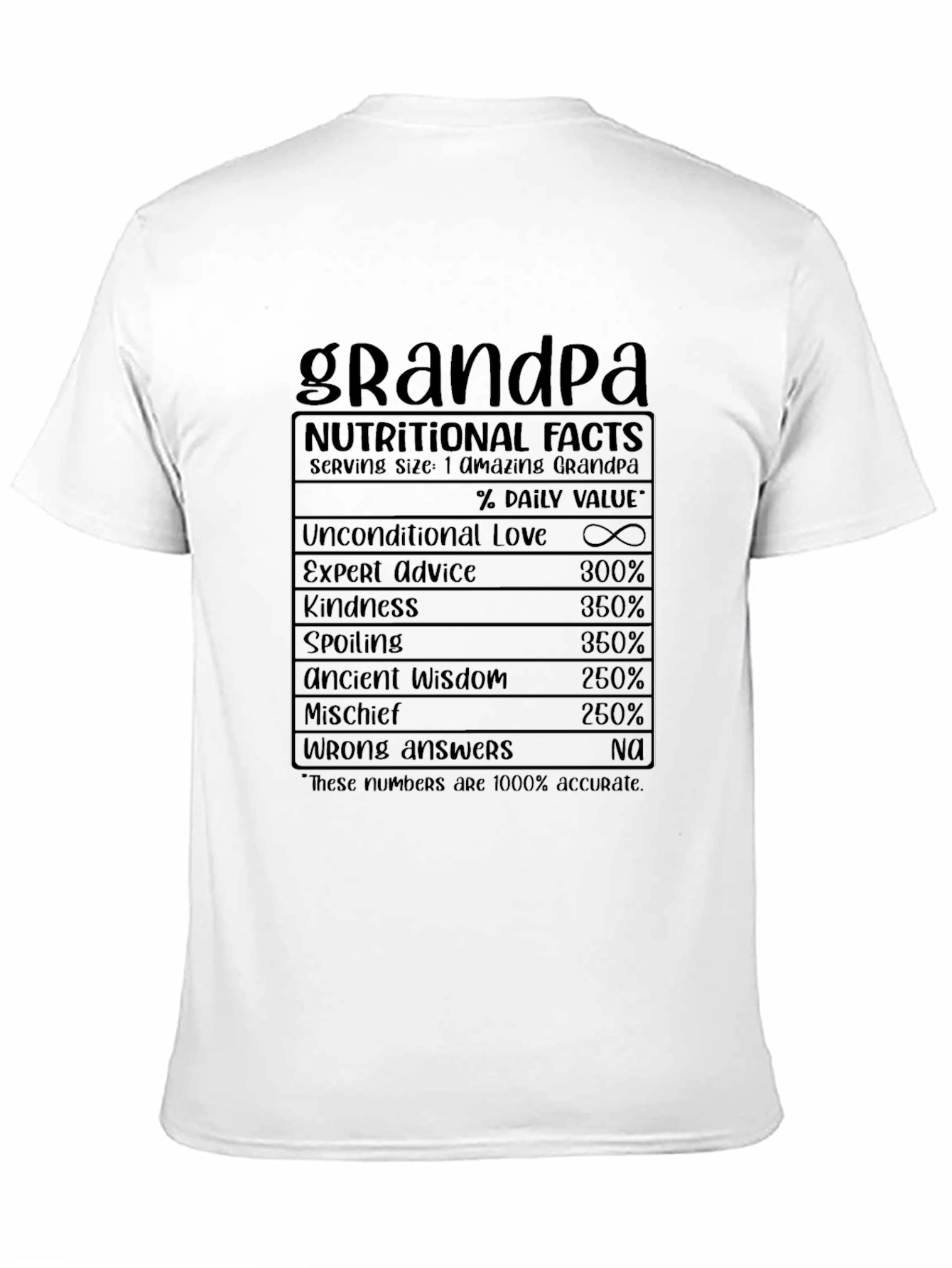 Grandpa Nutritional Facts Black T-Shirt