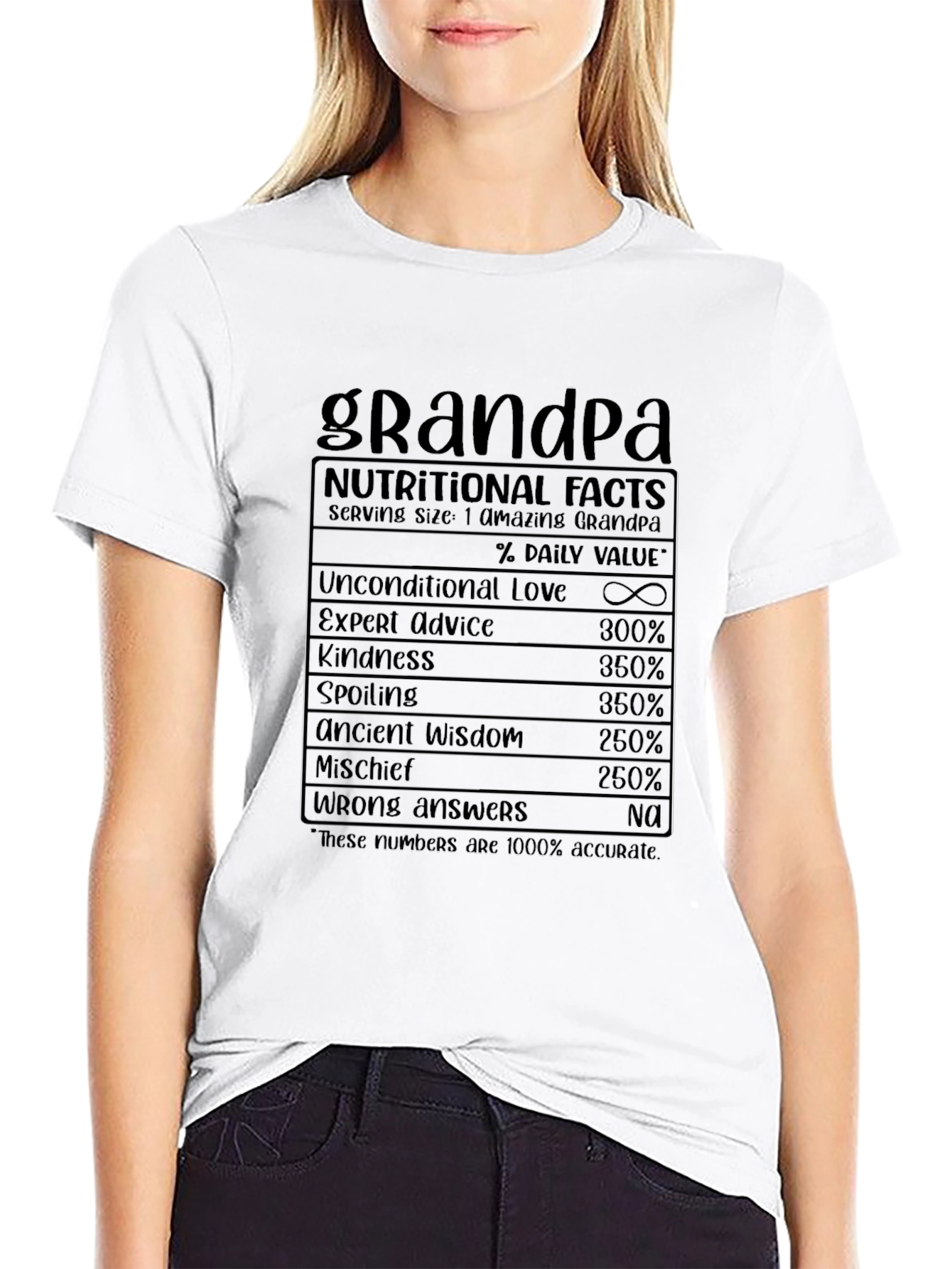 Grandpa Nutritional Facts Black T-Shirt