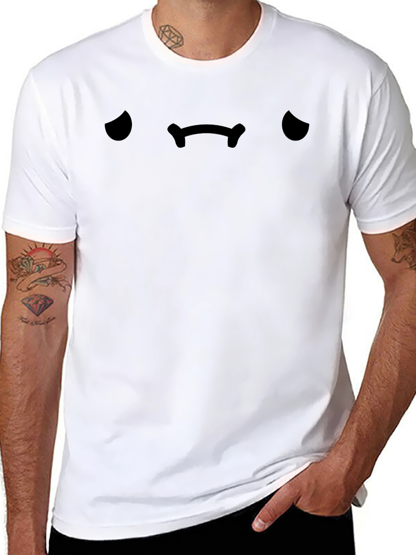 Sad Face Graphic Black T-Shirt