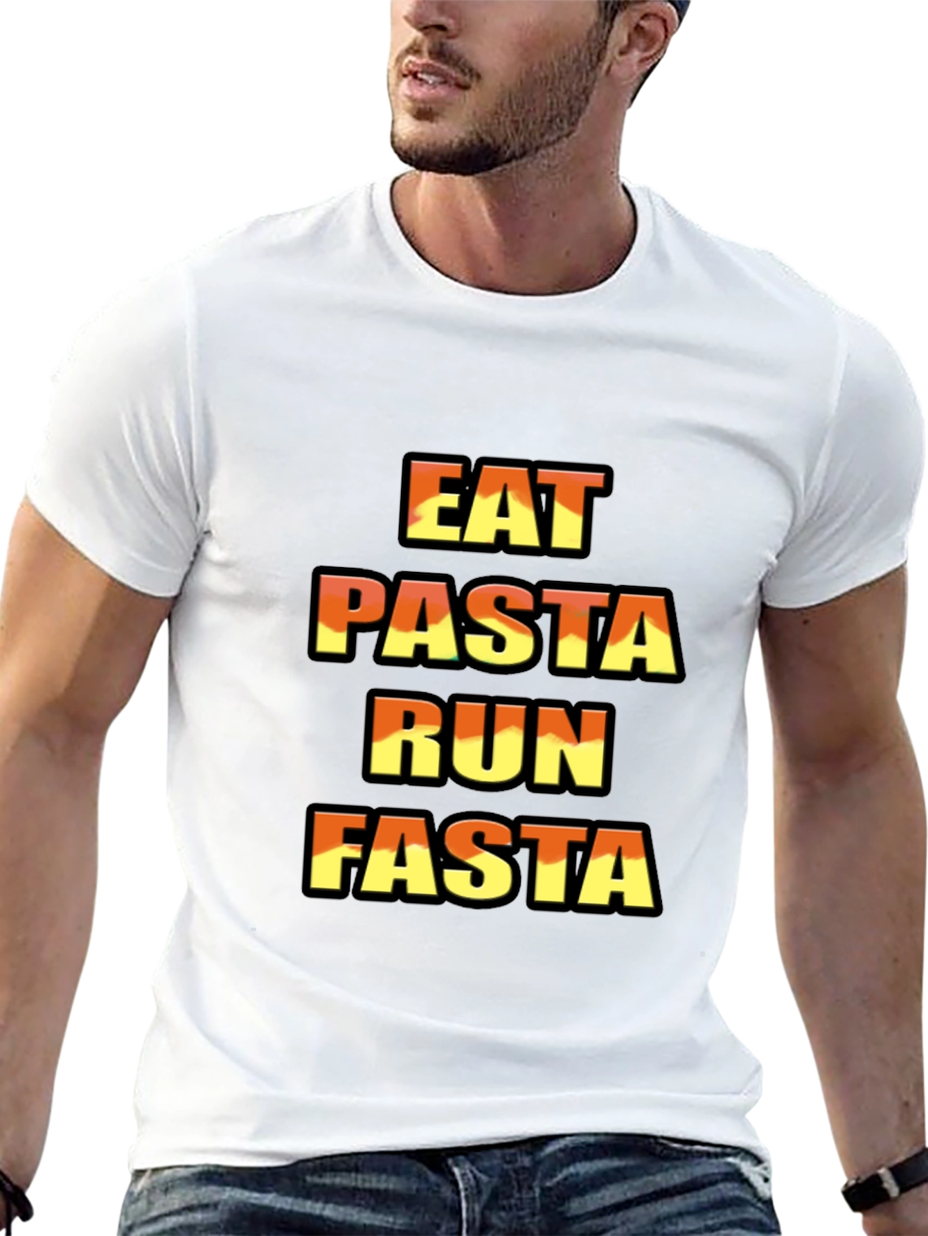 Eat Pasta Run Fasta Graphic T-Shirt