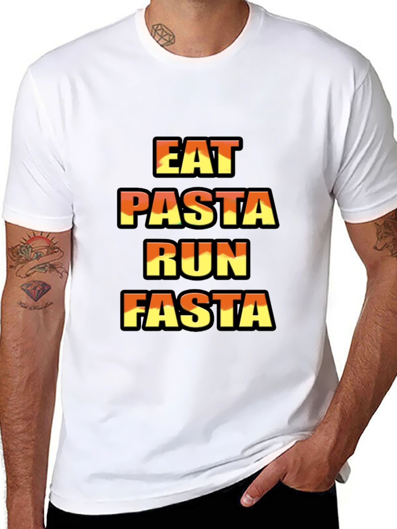 Eat Pasta Run Fasta Graphic T-Shirt