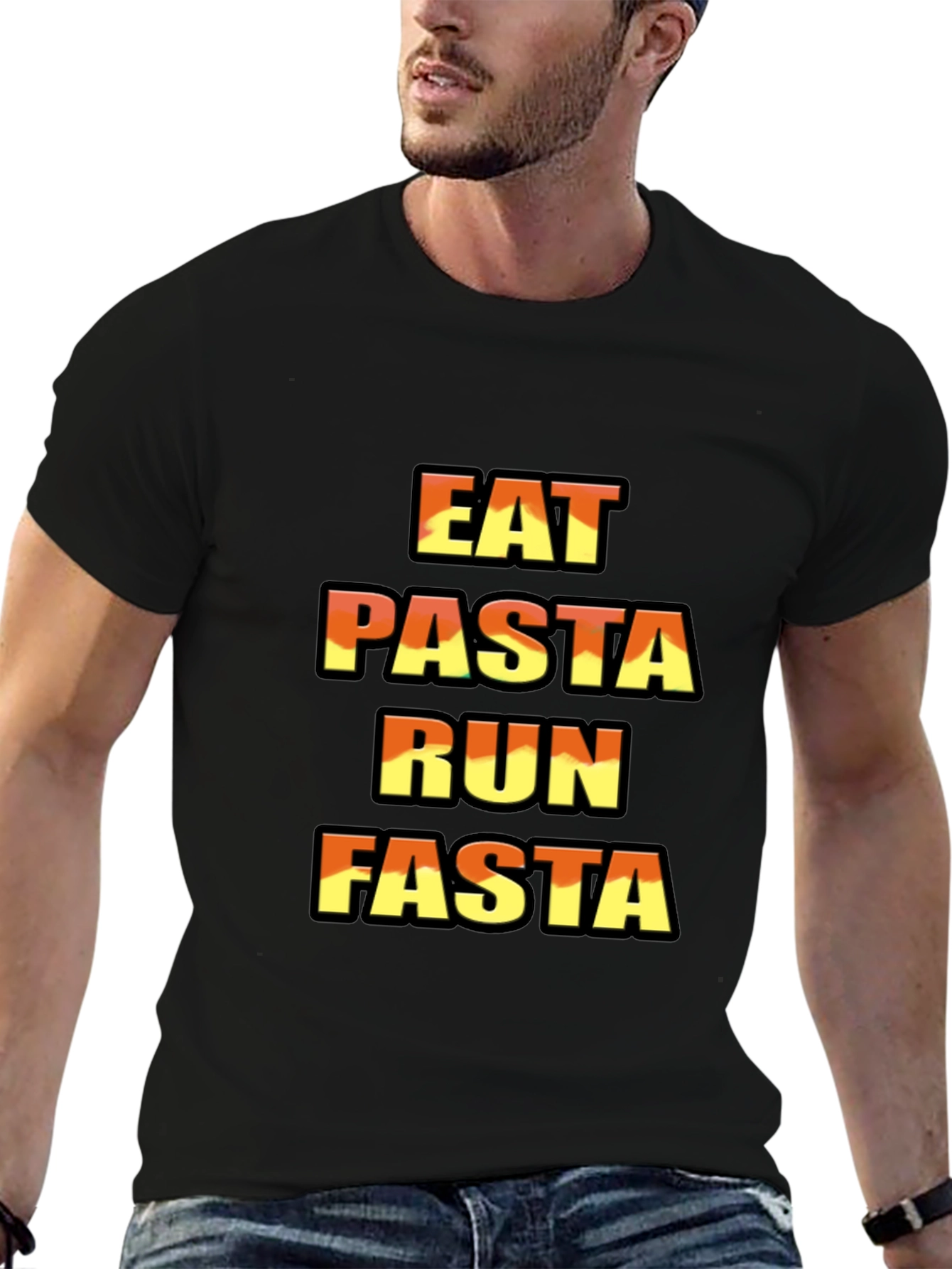 Eat Pasta Run Fasta Graphic T-Shirt