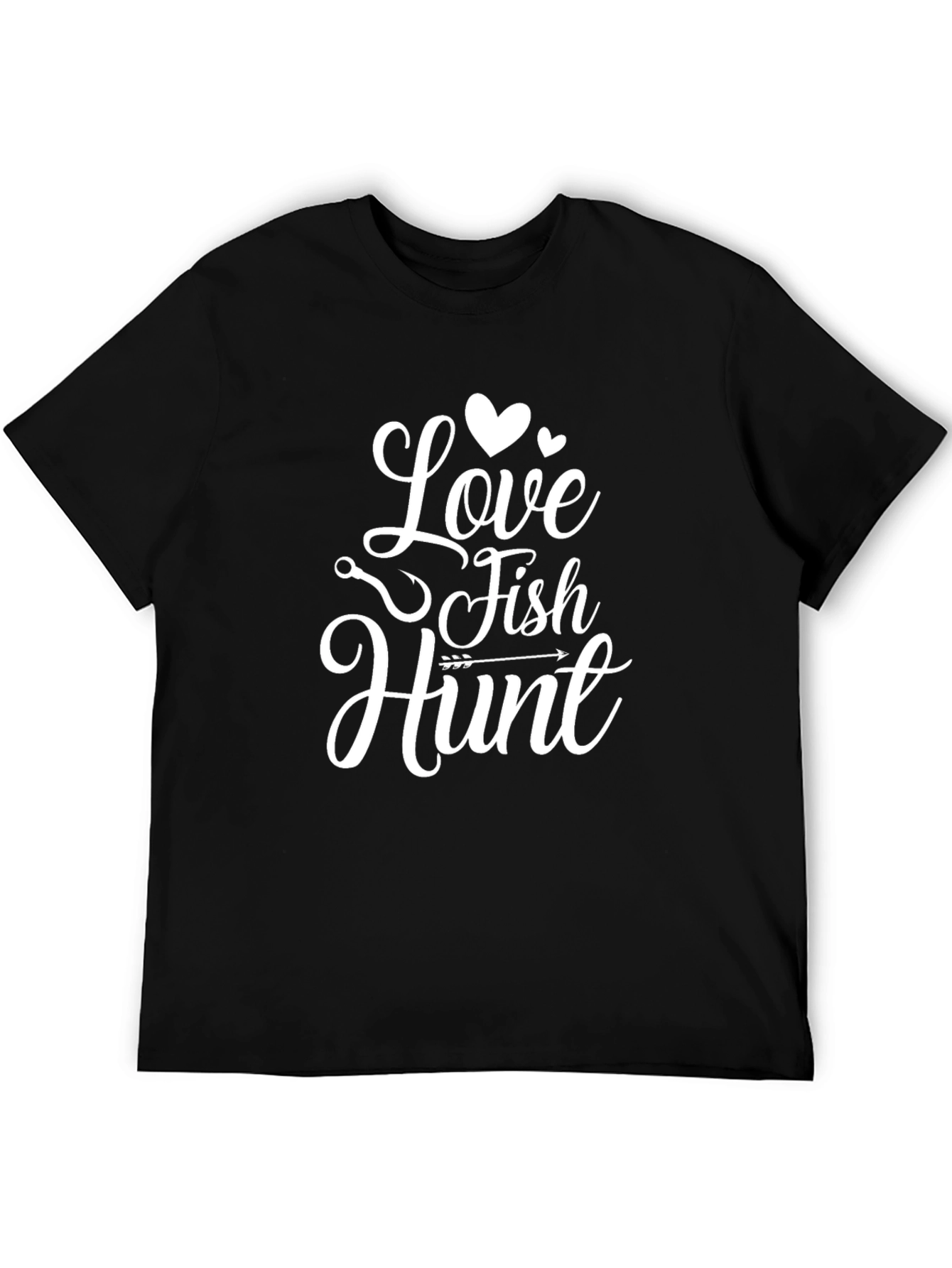 Love Fish Hunt Graphic Tee - Black